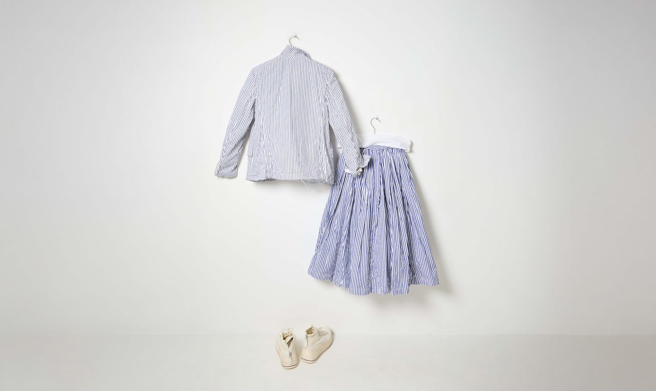 striped white blue look