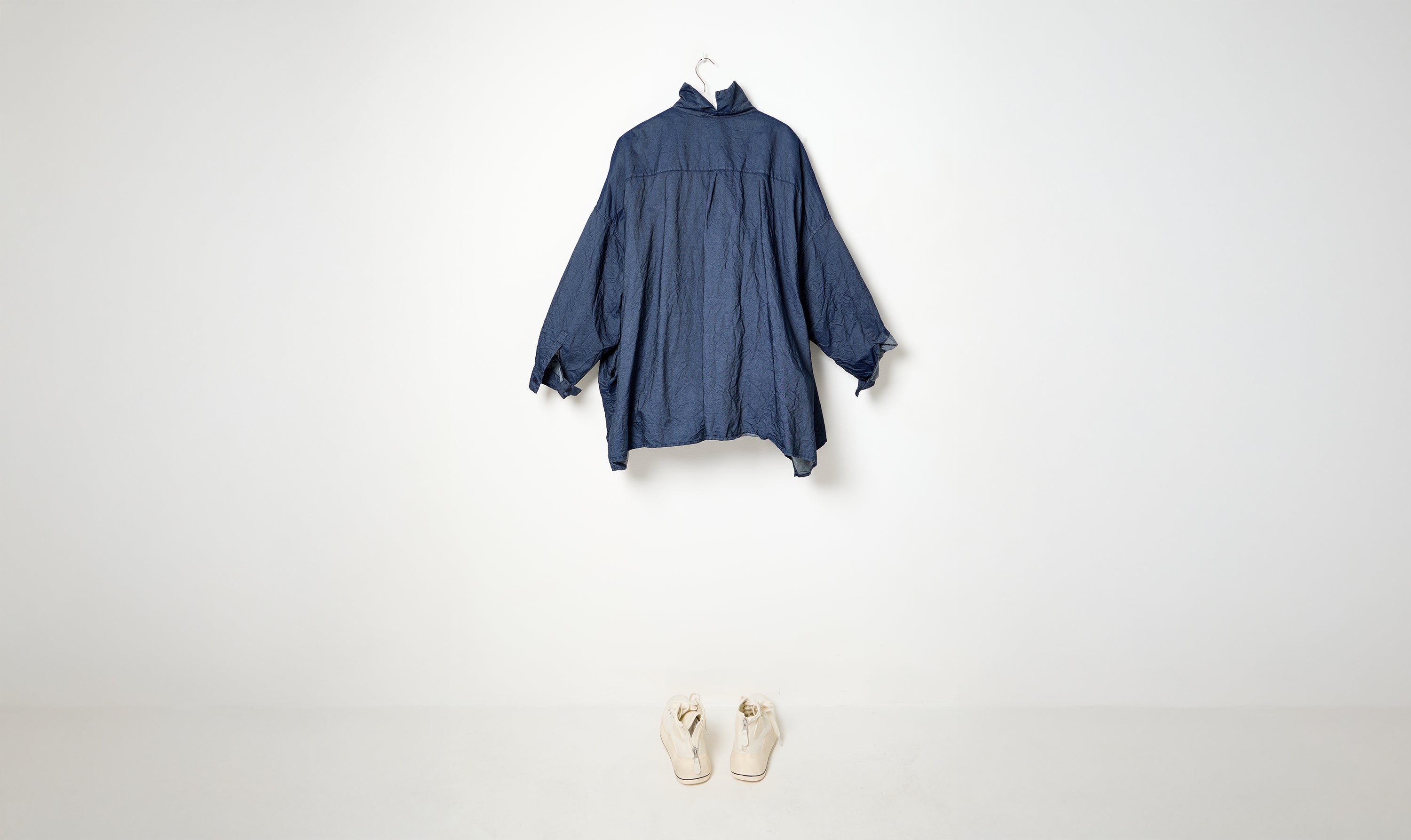 blue denim navy large shirt
