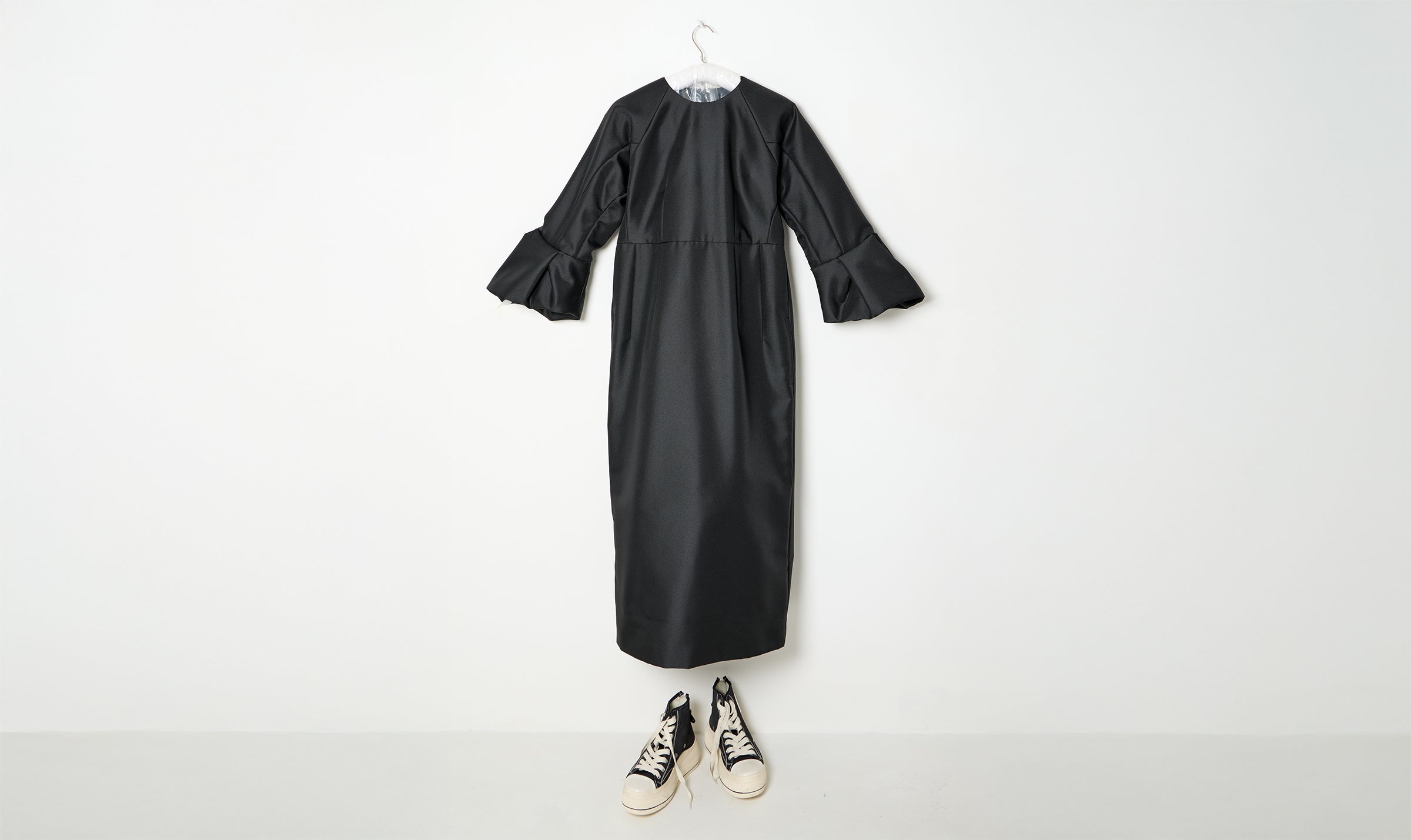 black bell sleeves dress