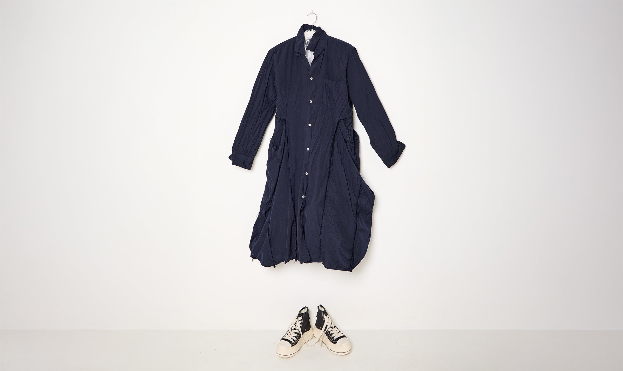 navy polyester long shirt