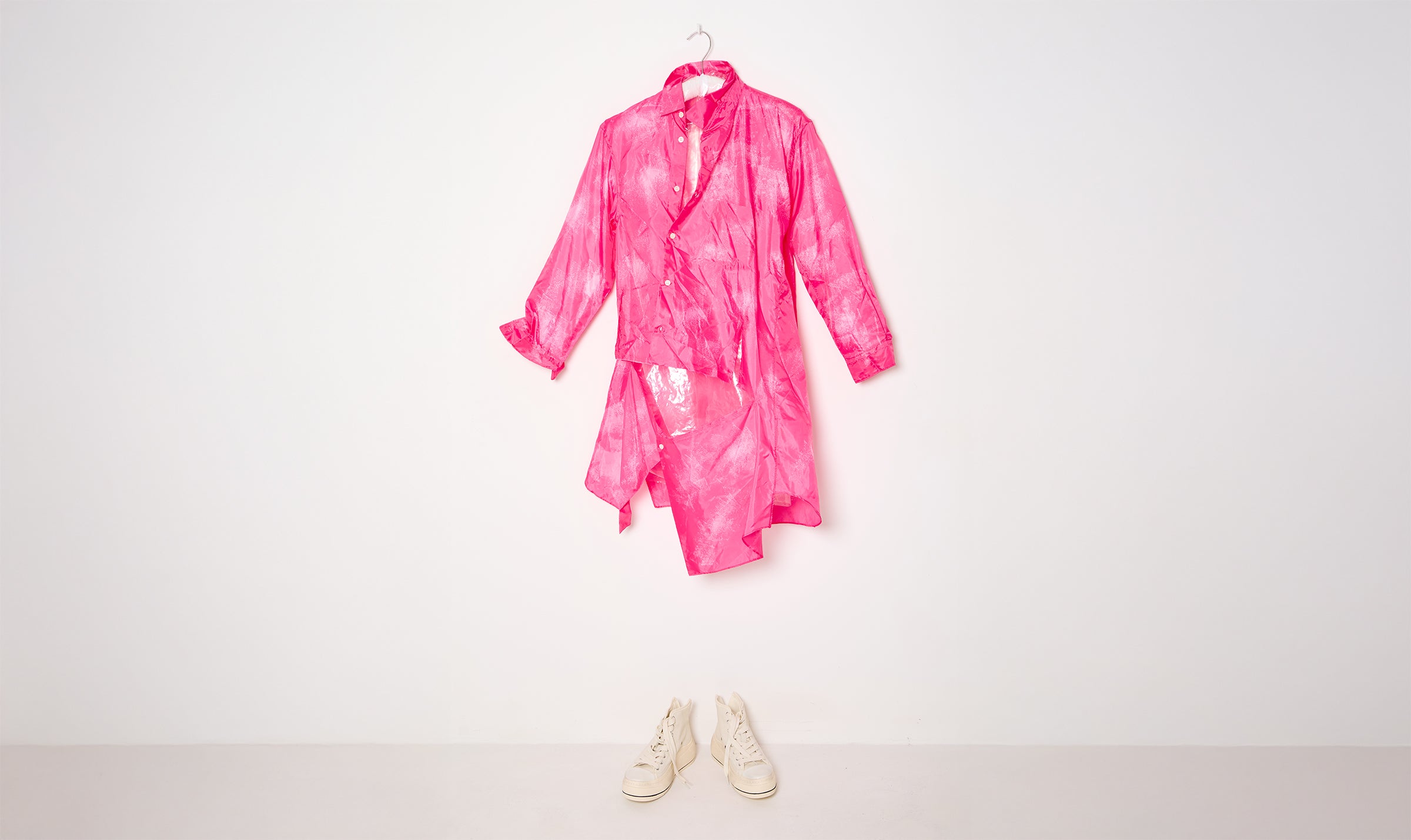 abstract print pink polyester shirt