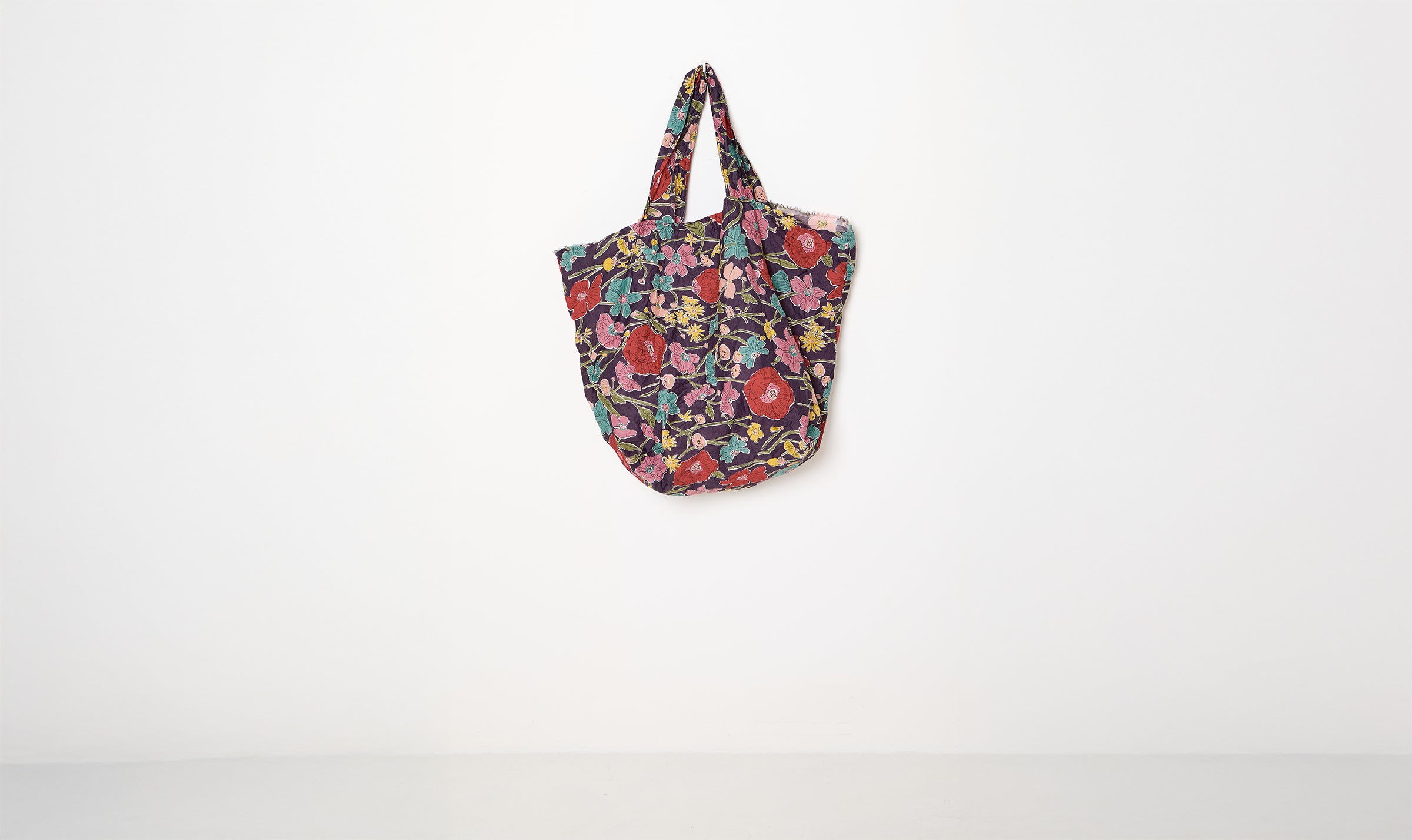 stylised floral print shopper bag