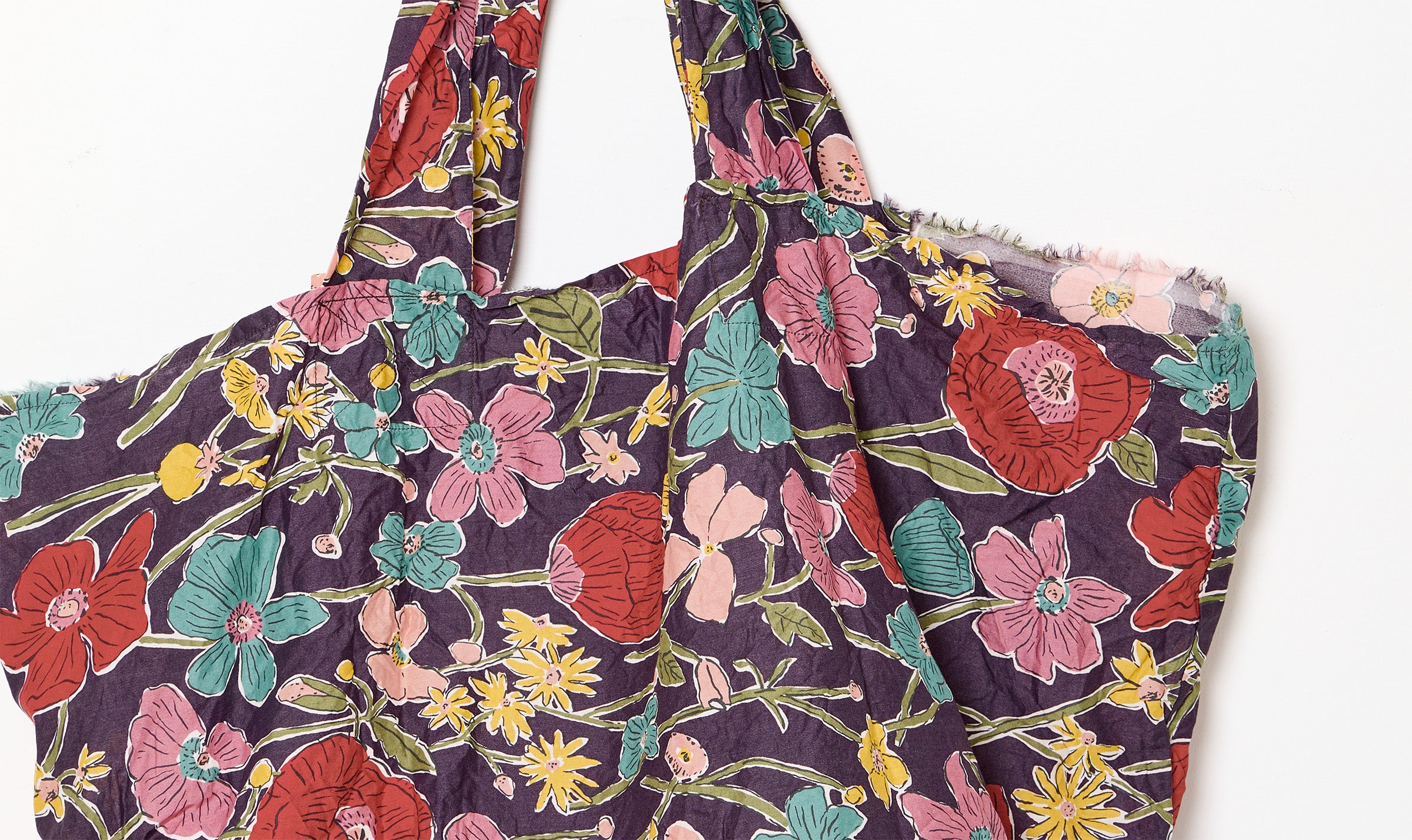 stylised floral print shopper bag