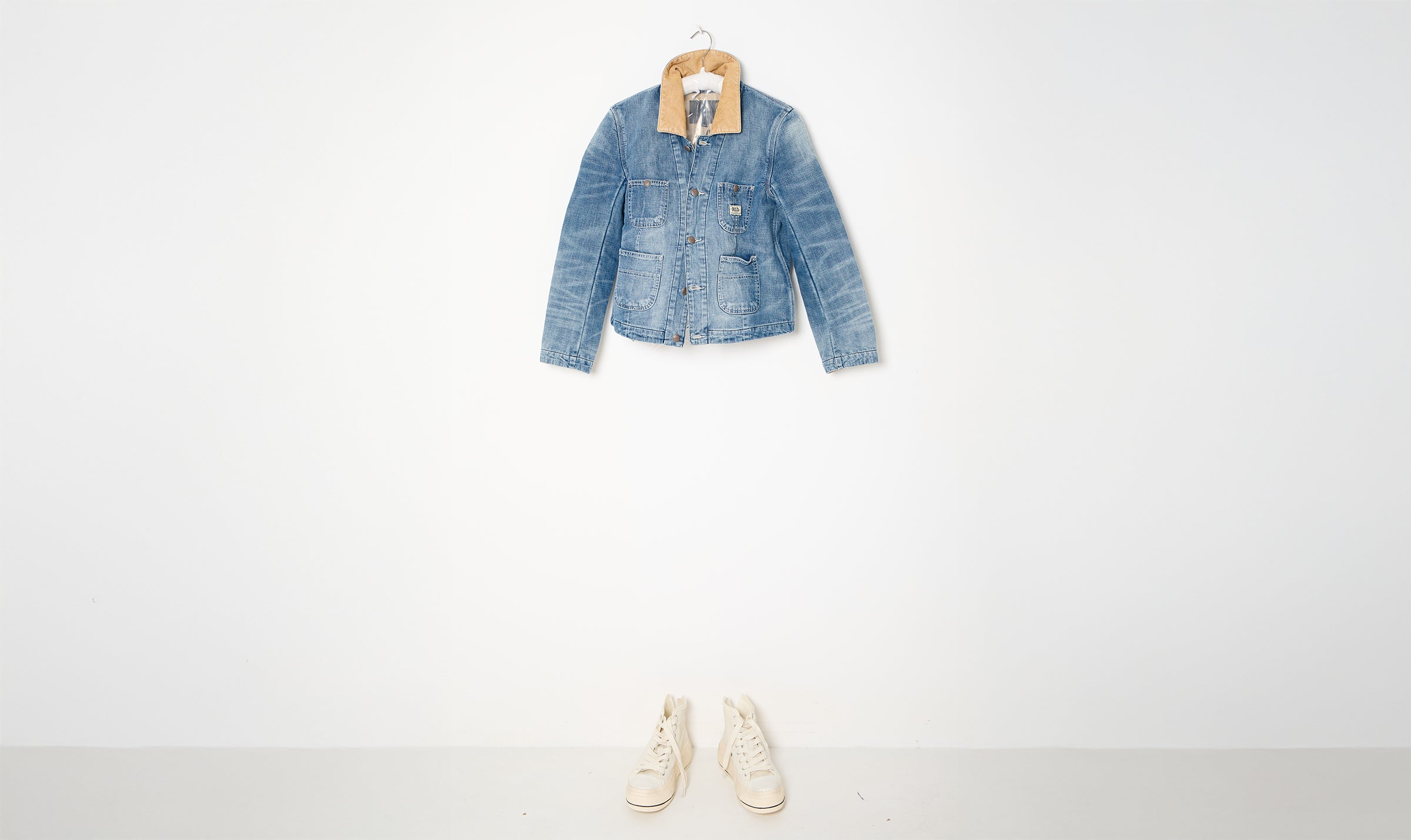 velvet collar blue denim jacket