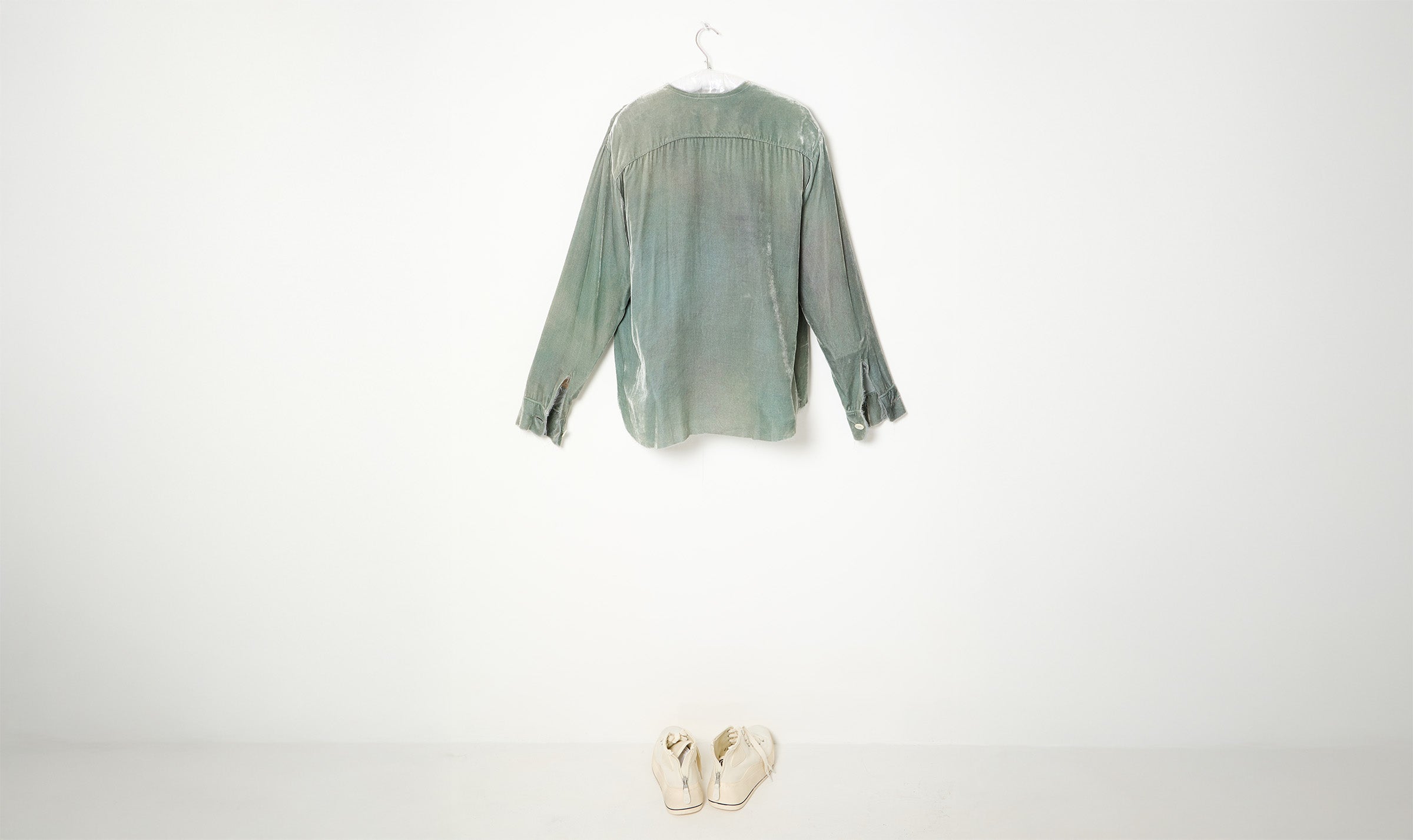 turquoise velvet shirt and brooch