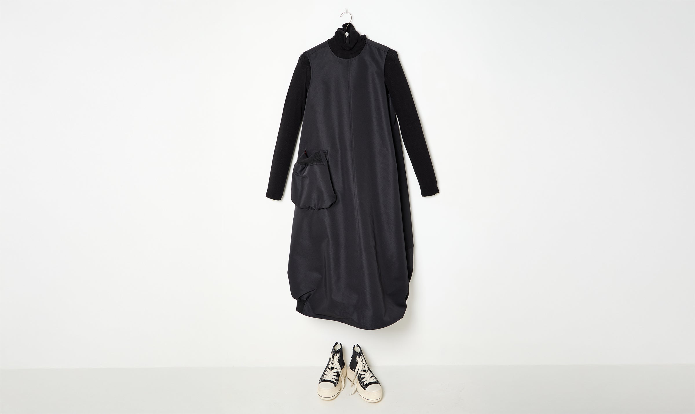 black light turtleneck and dress outfit