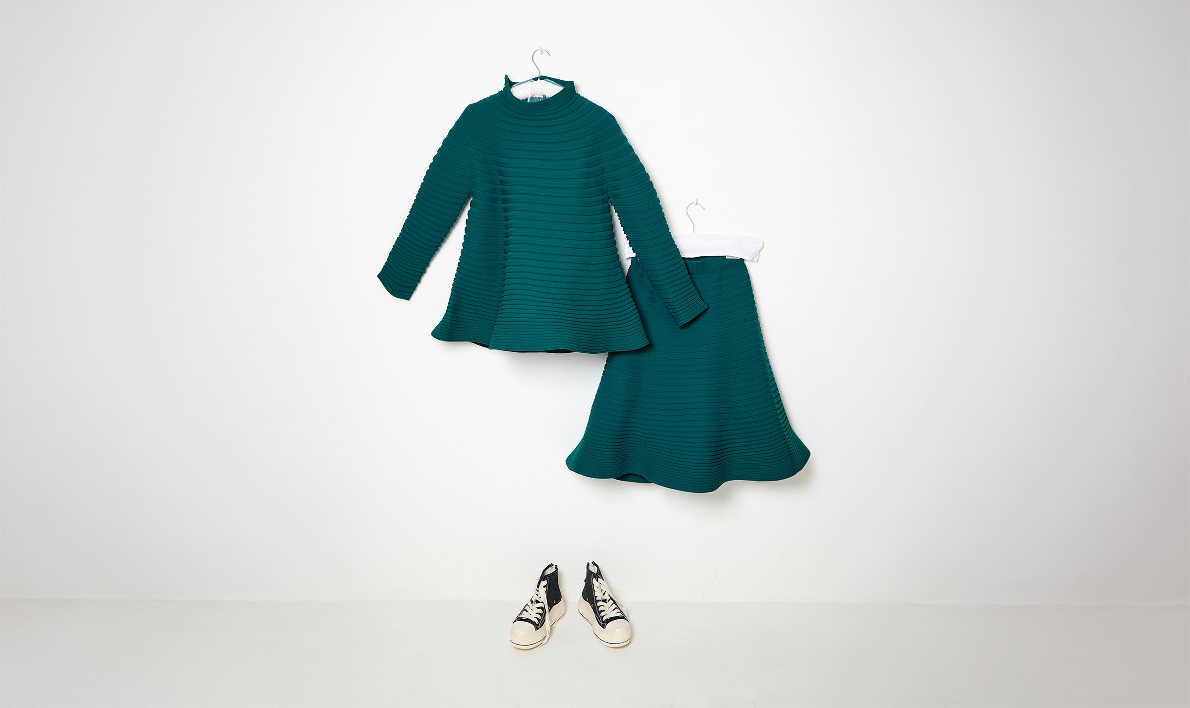 green pleated knitted look