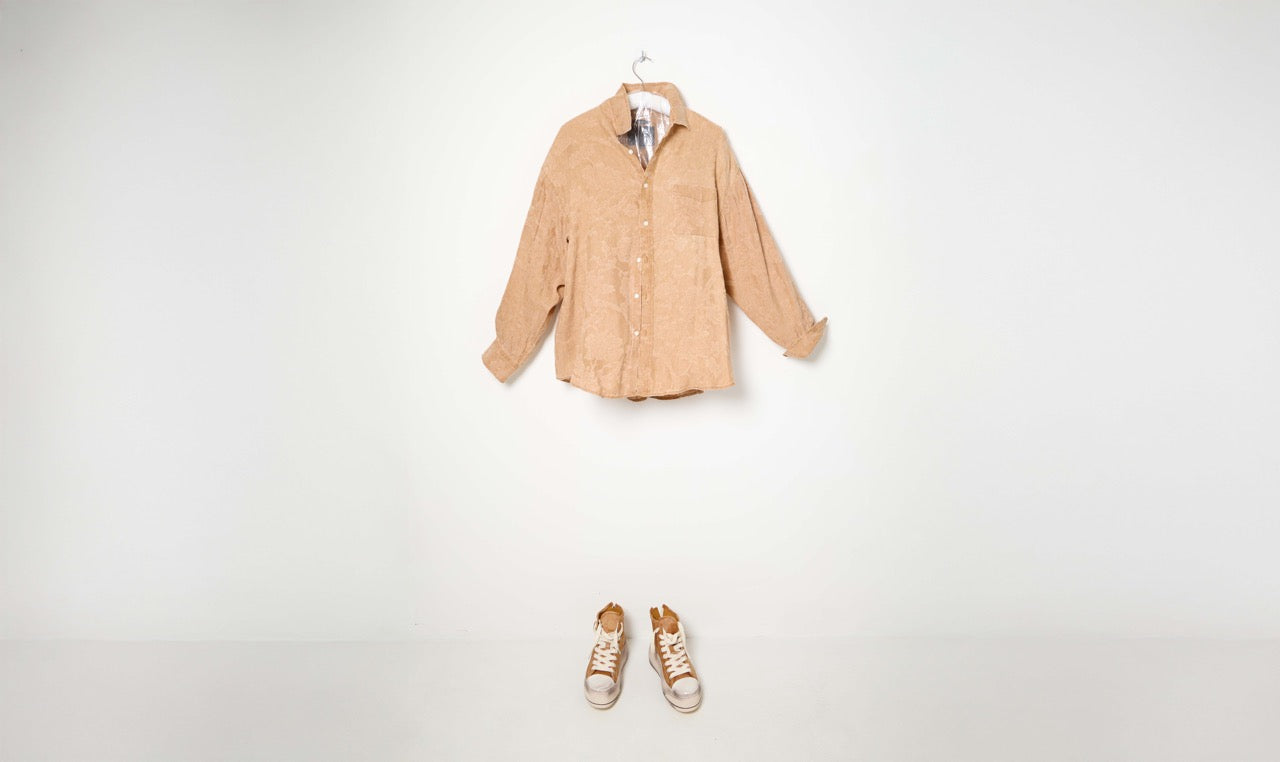 boyfriend button up beige linen shirt
