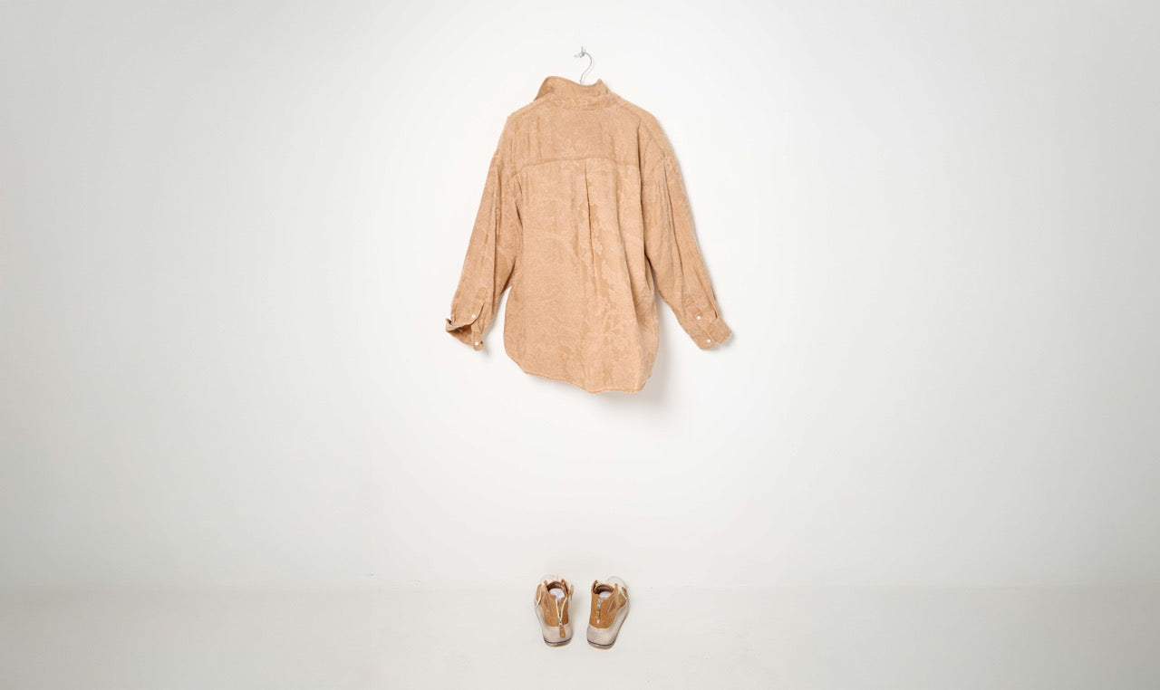 boyfriend button up beige linen shirt