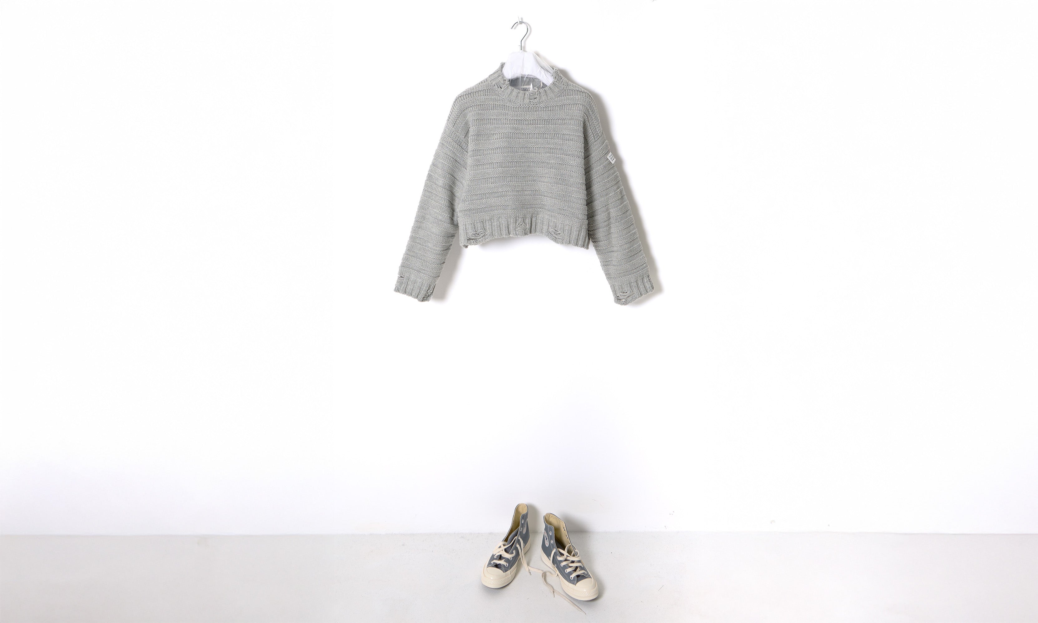 Grey Textured Wool Sweather
