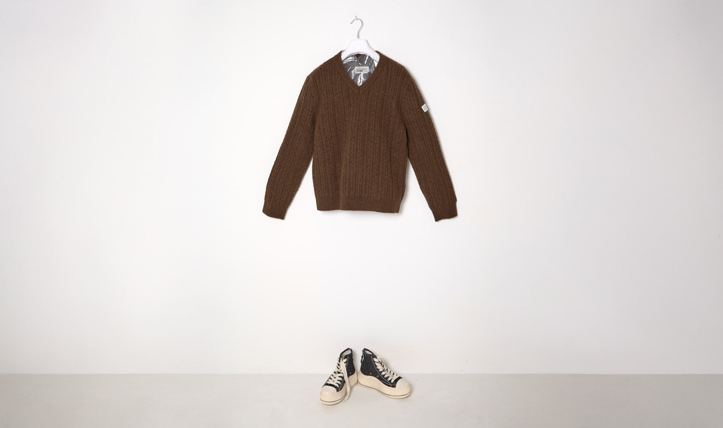 Brown Vee Neck Wool Sweather