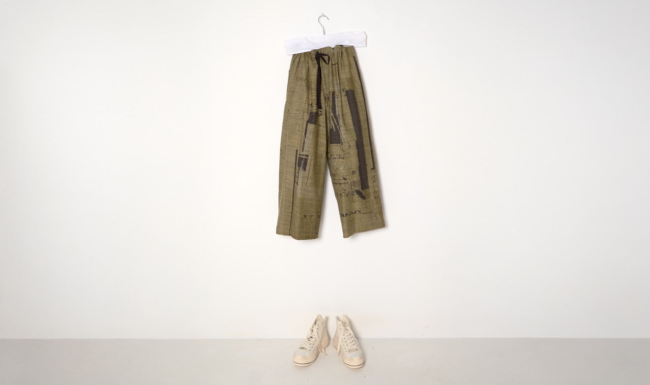 Dusty Yellow Printed Cotton Denim