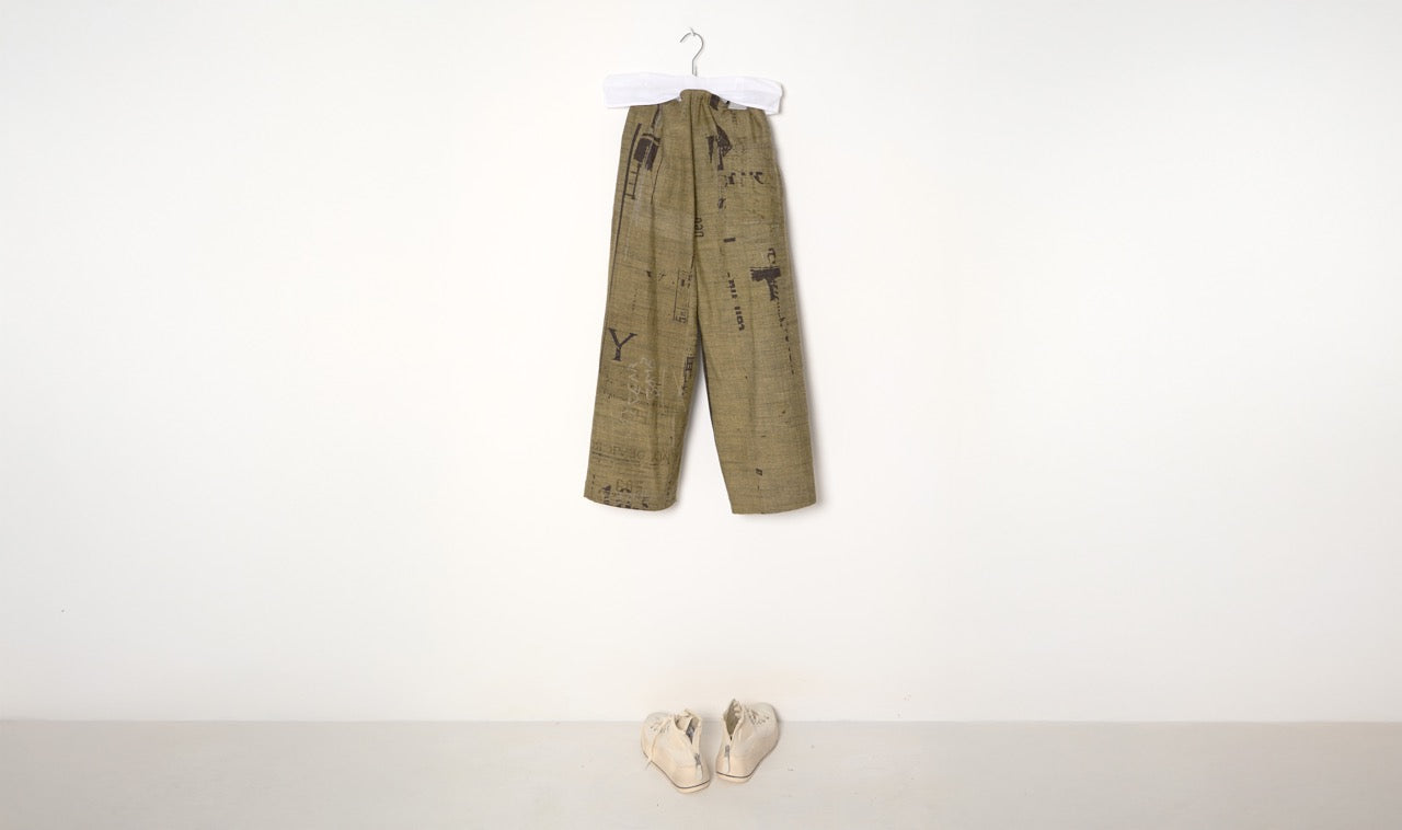 Dusty Yellow Printed Cotton Denim