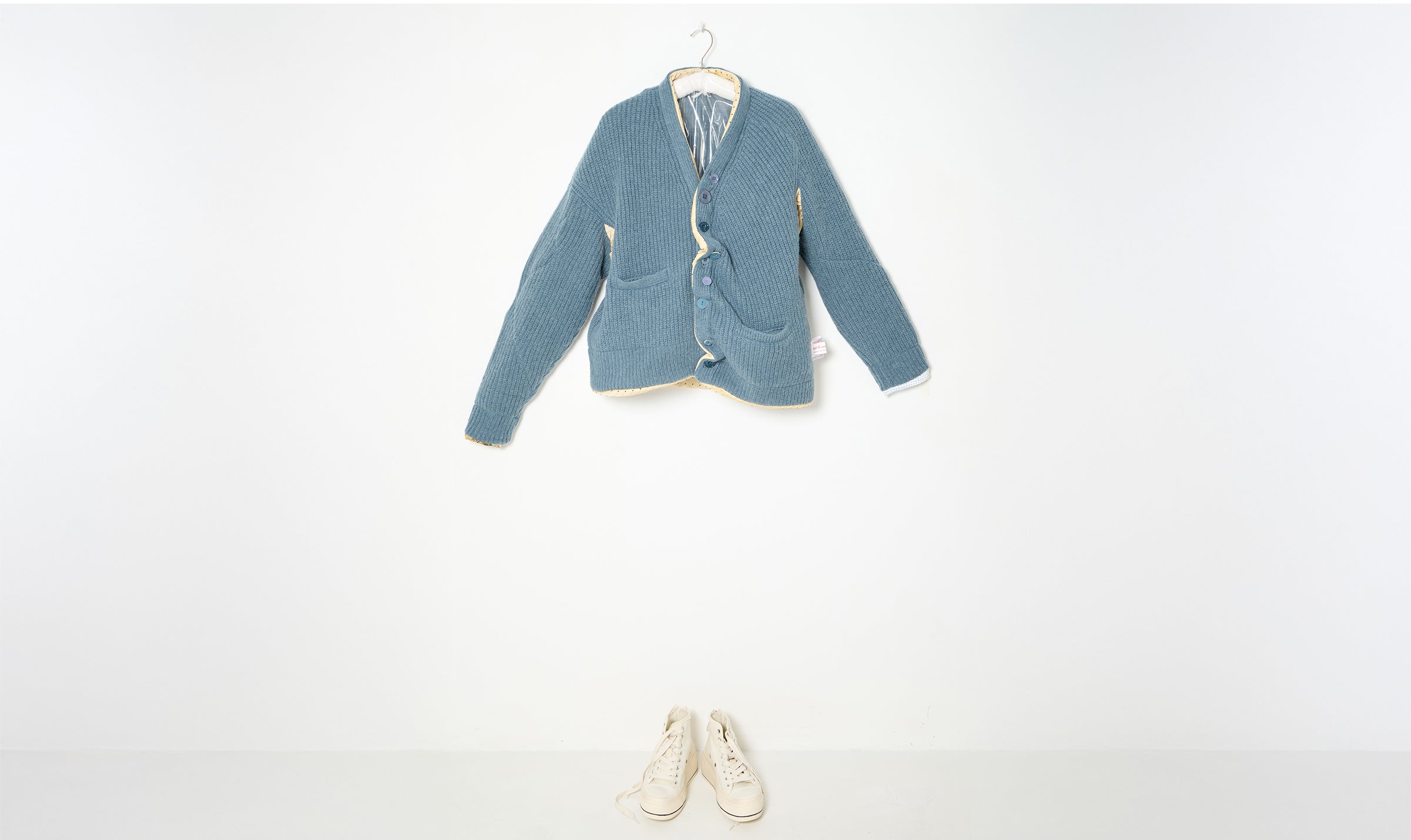 light blue/gray woolen cardigan