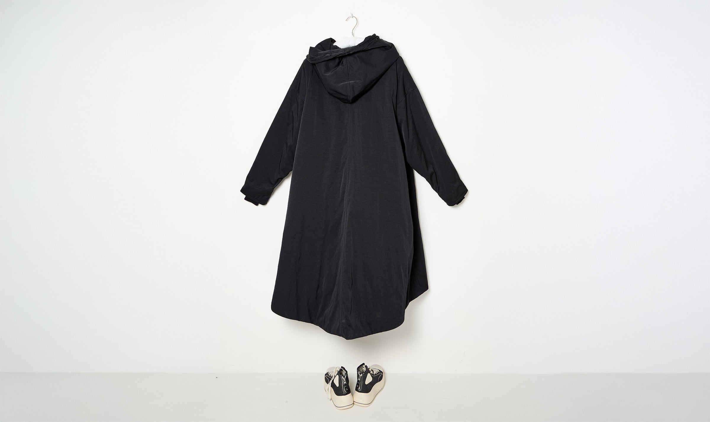 black hood overcoat