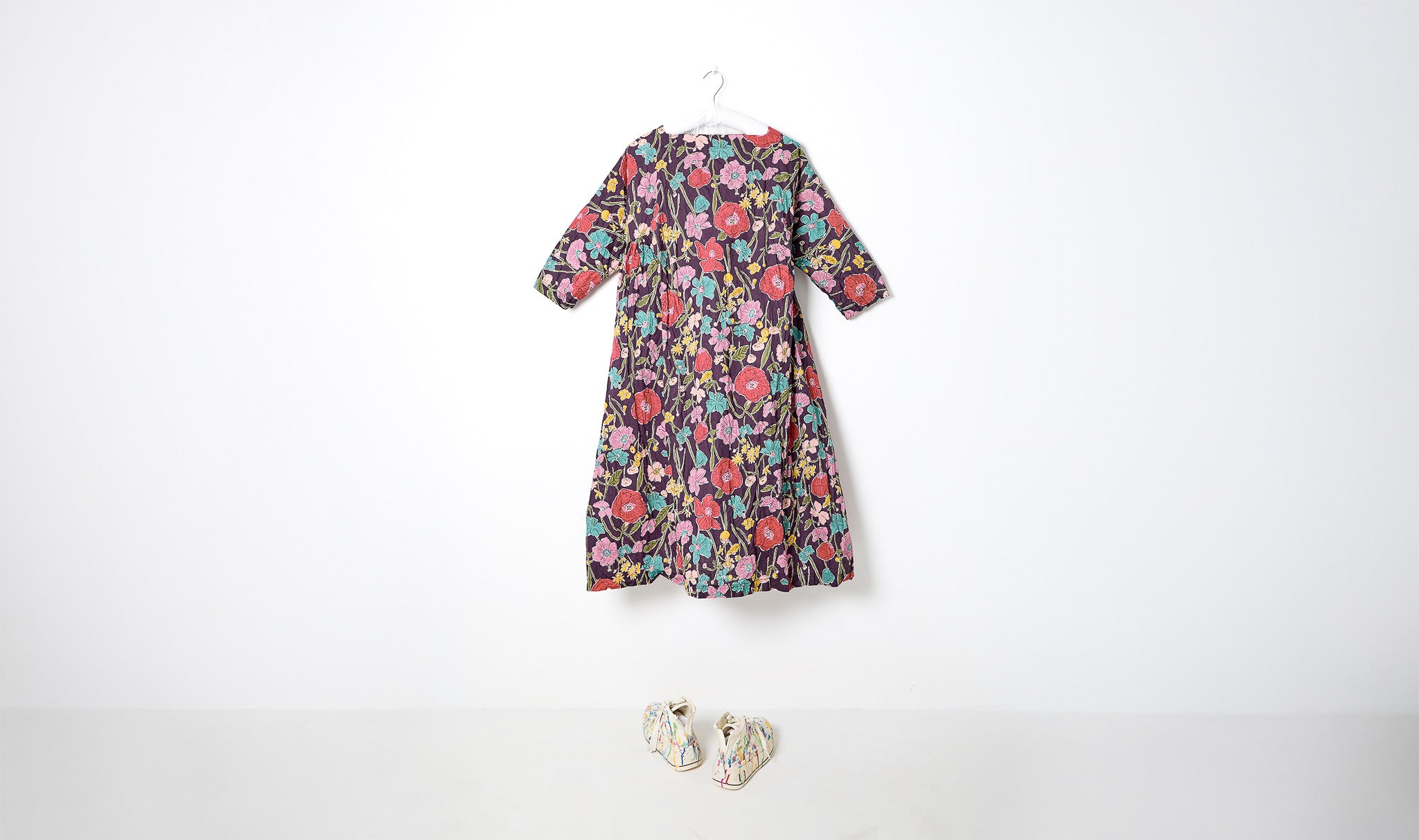 Multicolor Stylized Flower Cotton Dress