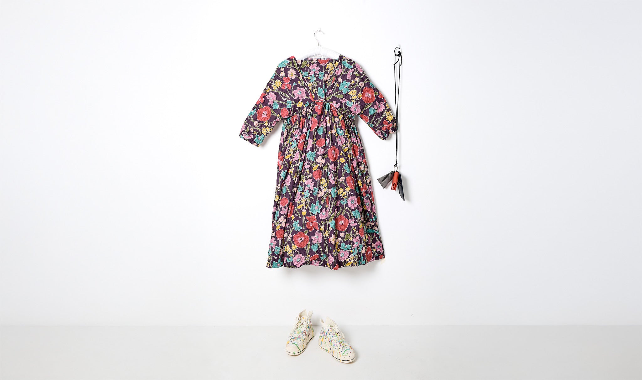 Multicolor Stylized Flower Cotton Dress