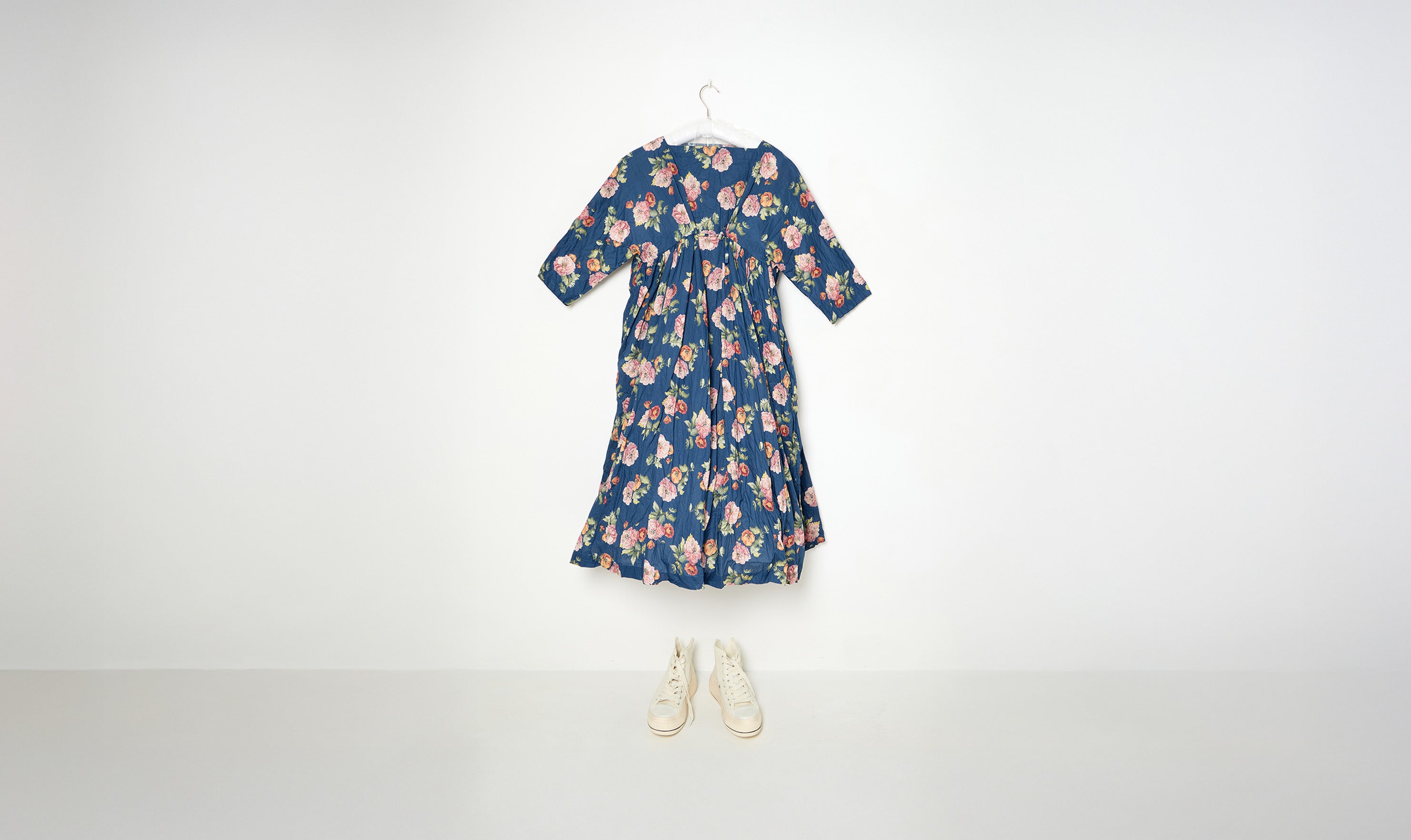 washed cotton floral print blue/pink newpride dress