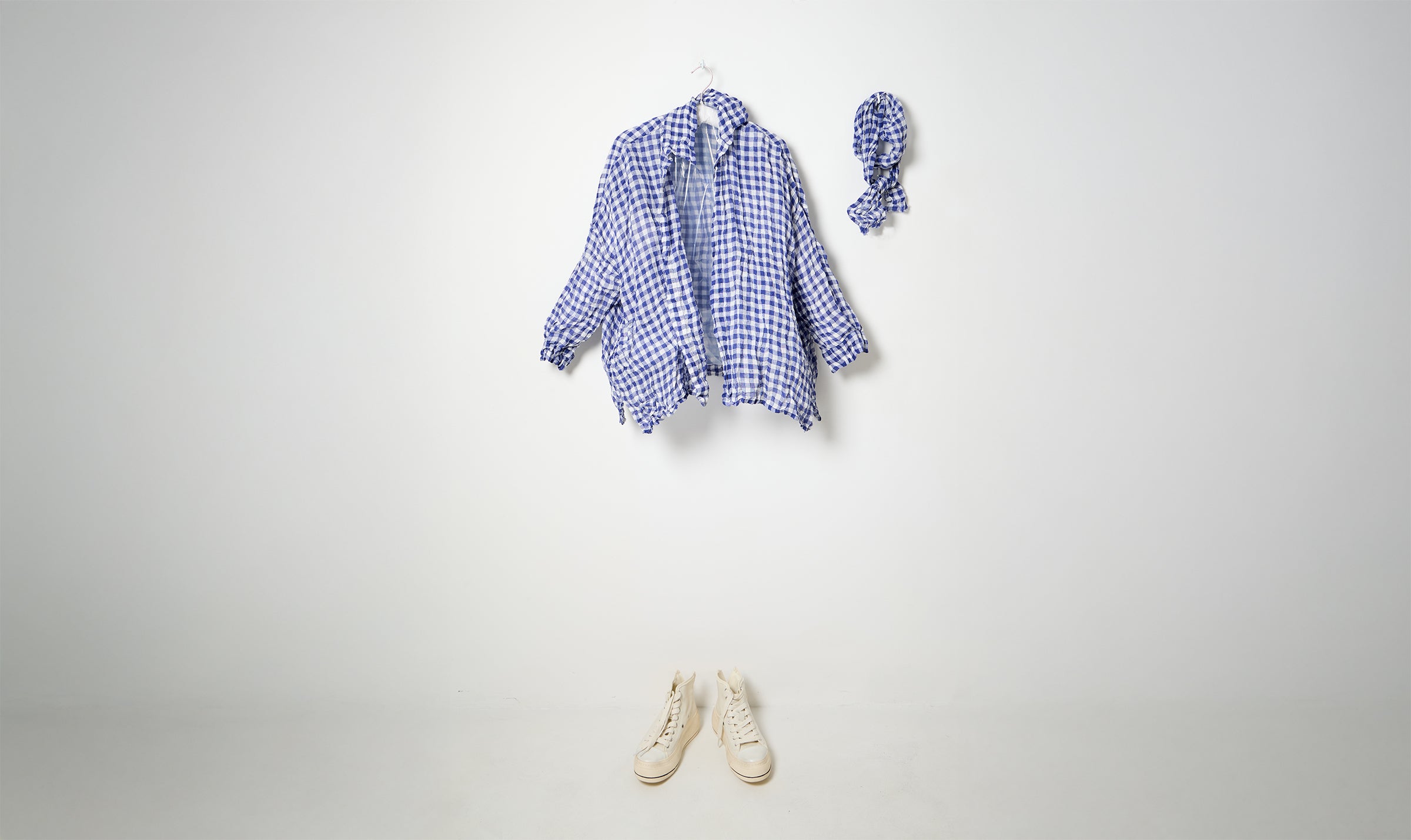 washed blue white check linen shirt