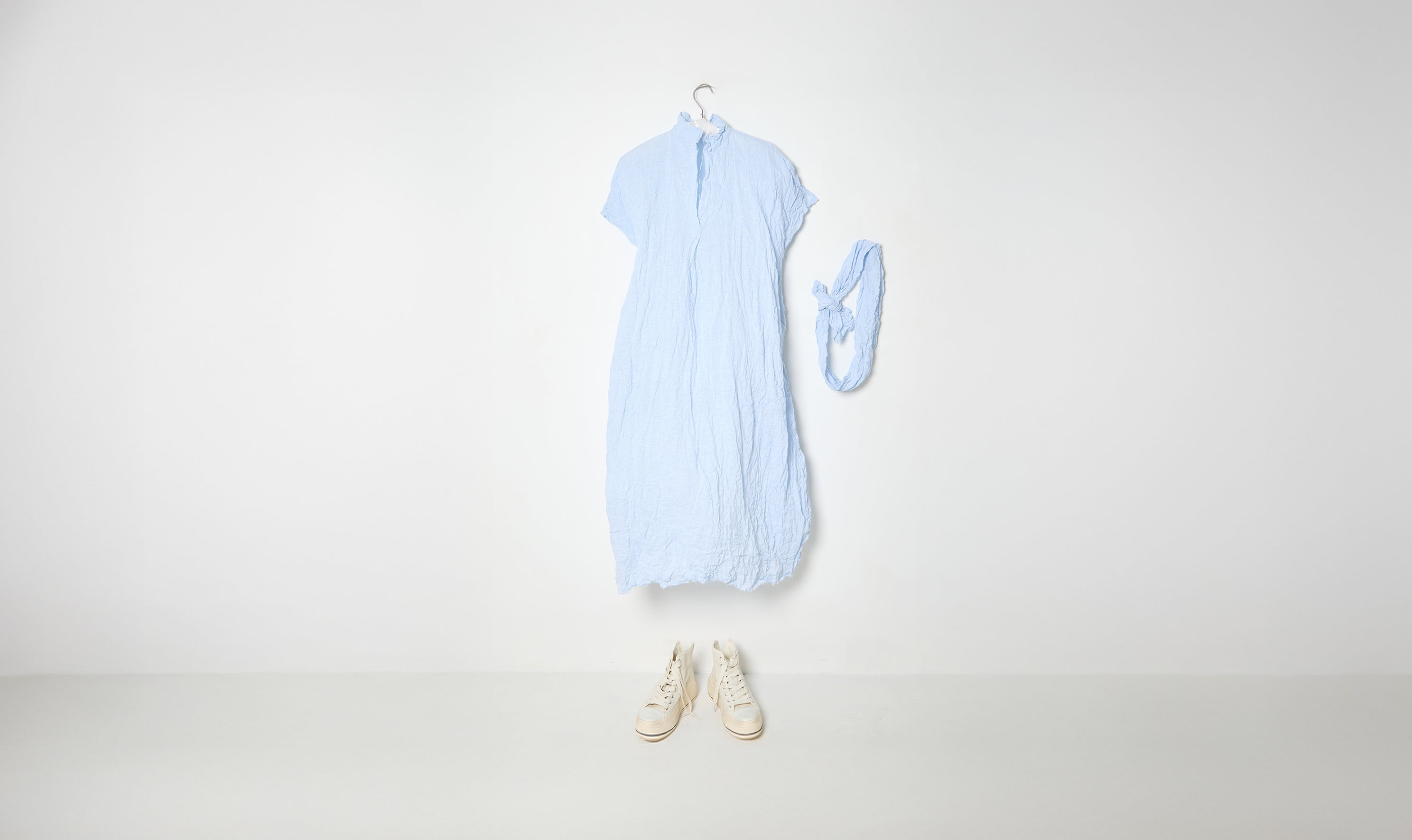 washed cotton light blue dress