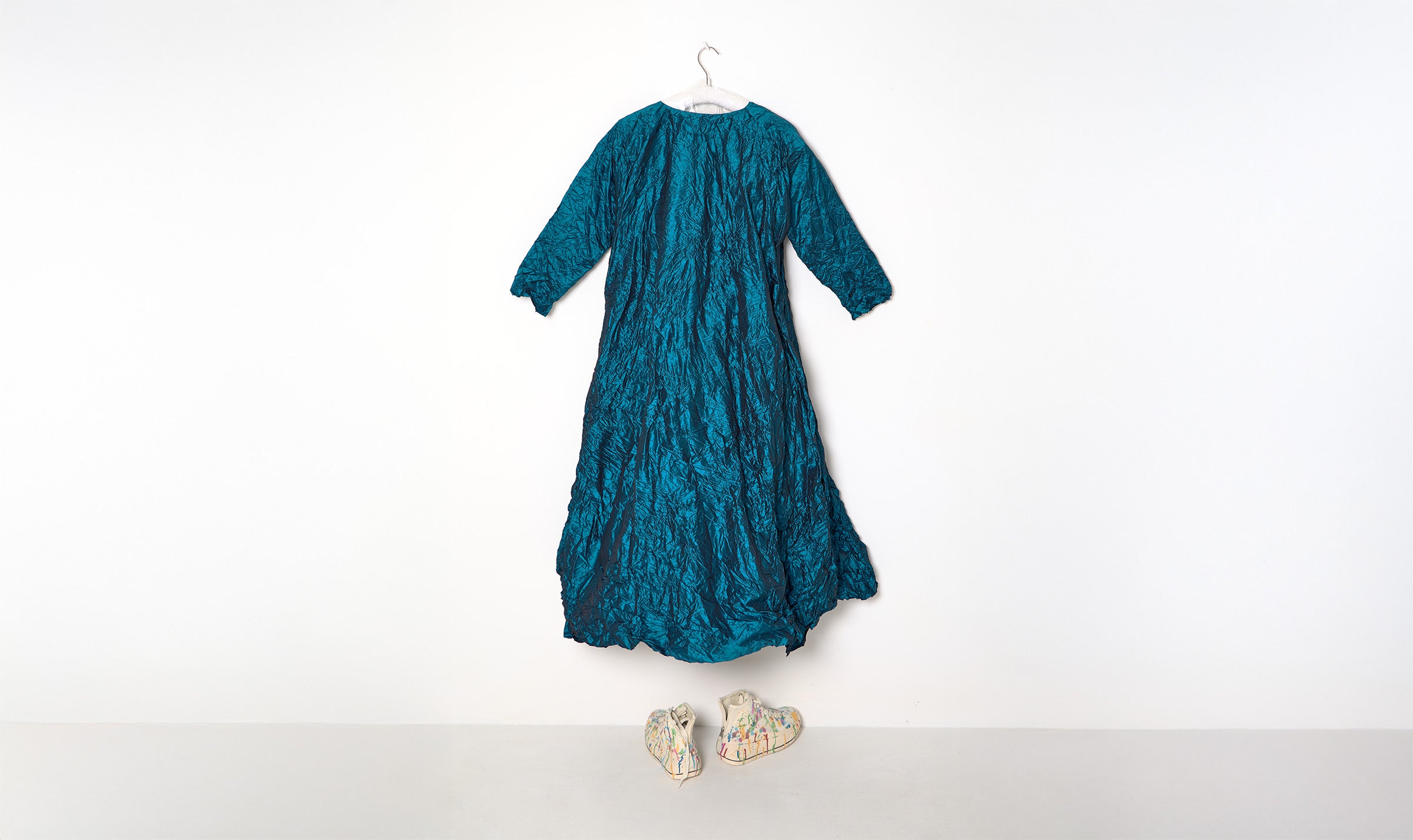 Shiny Crinkled Long Dress