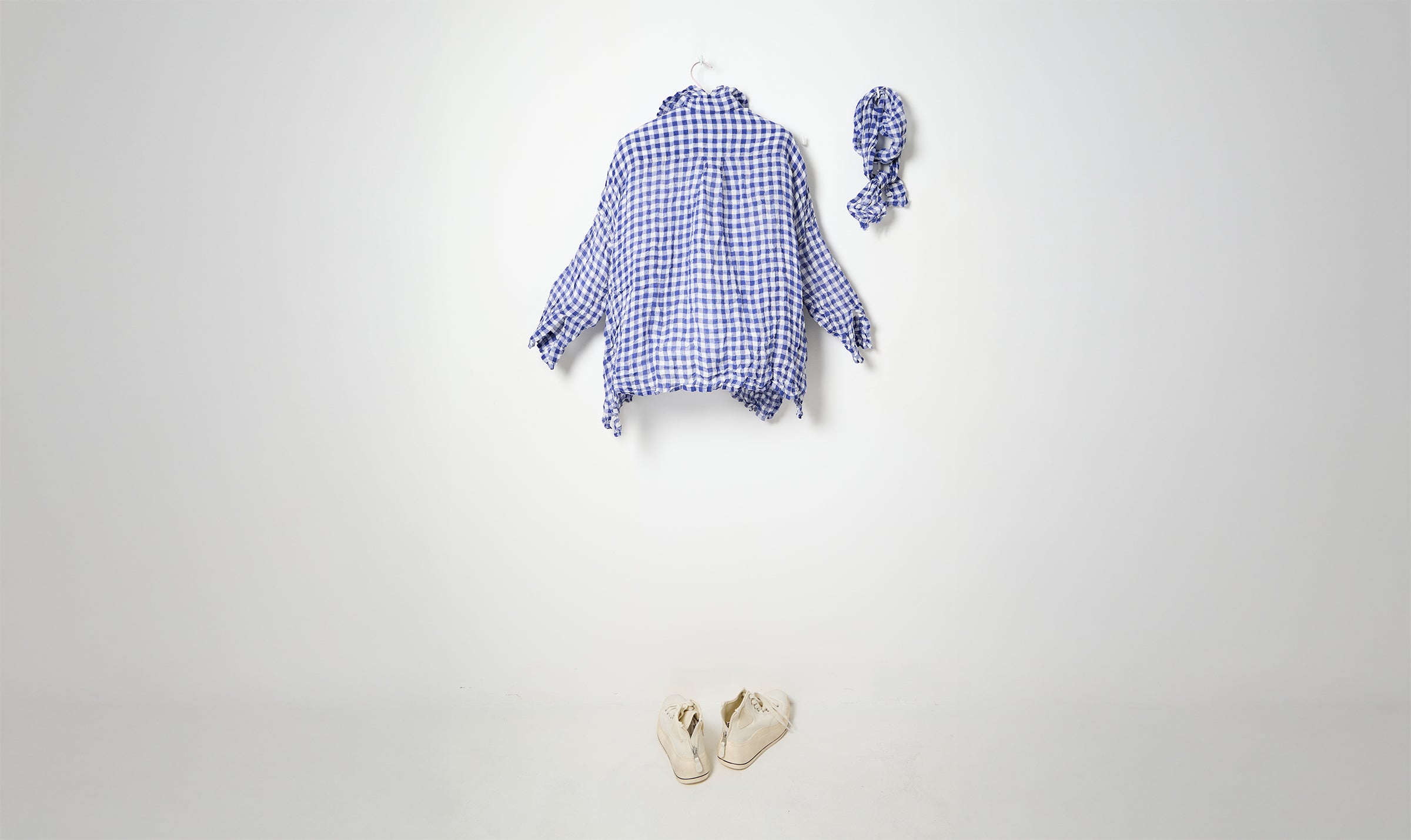 washed blue white check linen shirt