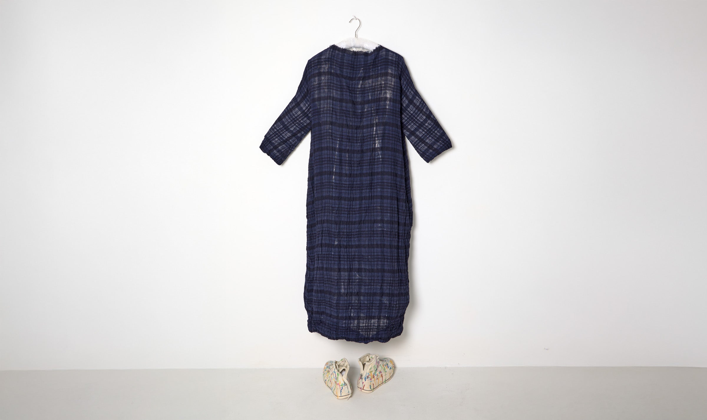 blue tartan wool dress