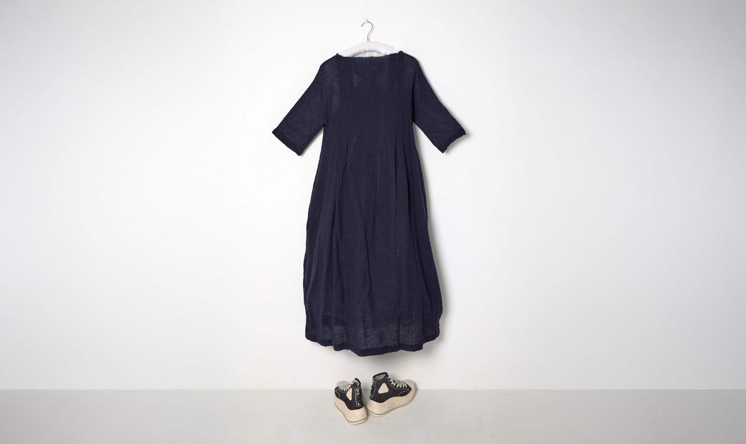 blue navy longuette wool dress