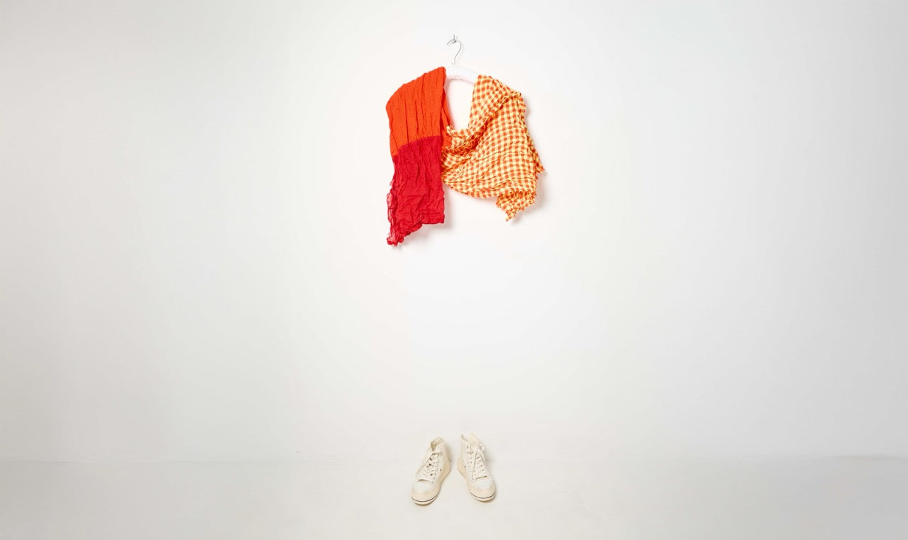 washed linen patchwork shawl