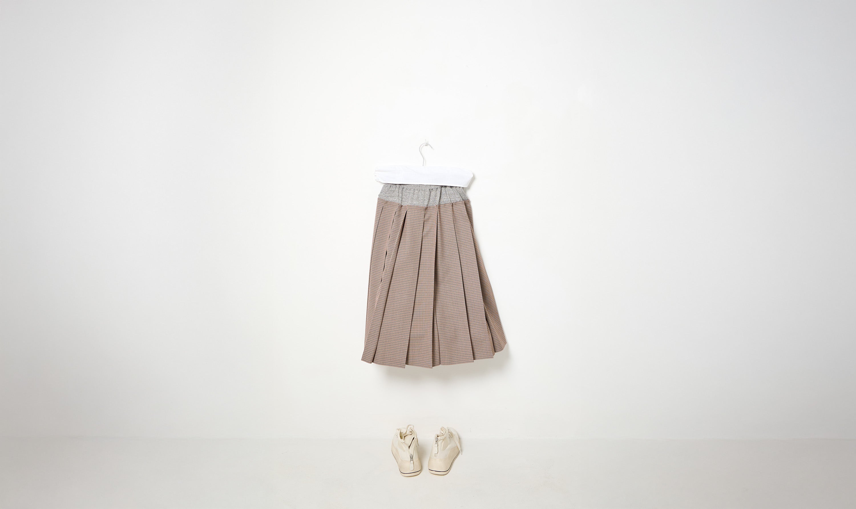 cotton brown check skirt