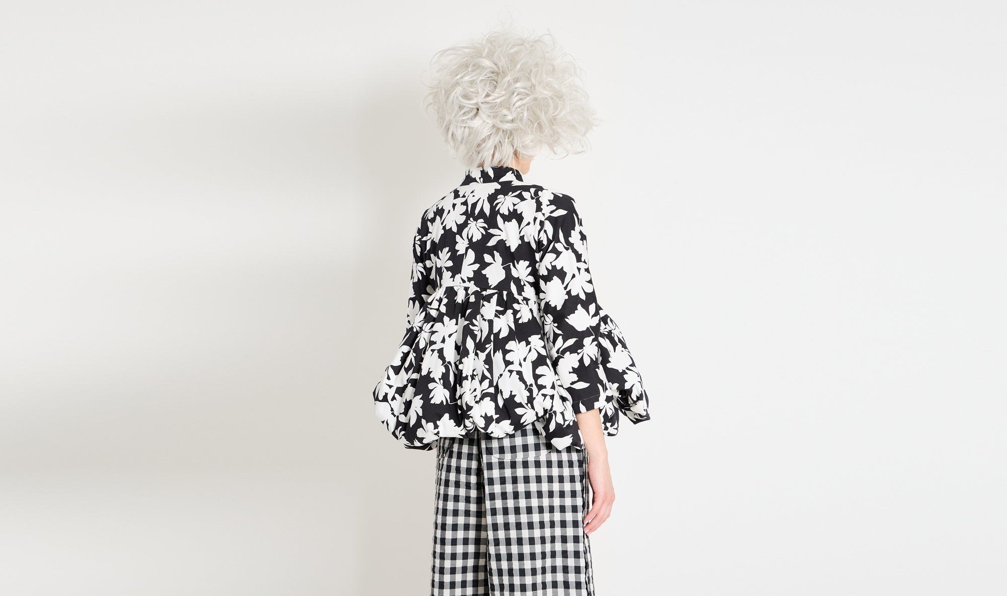 white flowers flared jacket