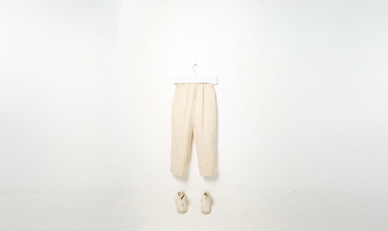 washed cotton cream trousers