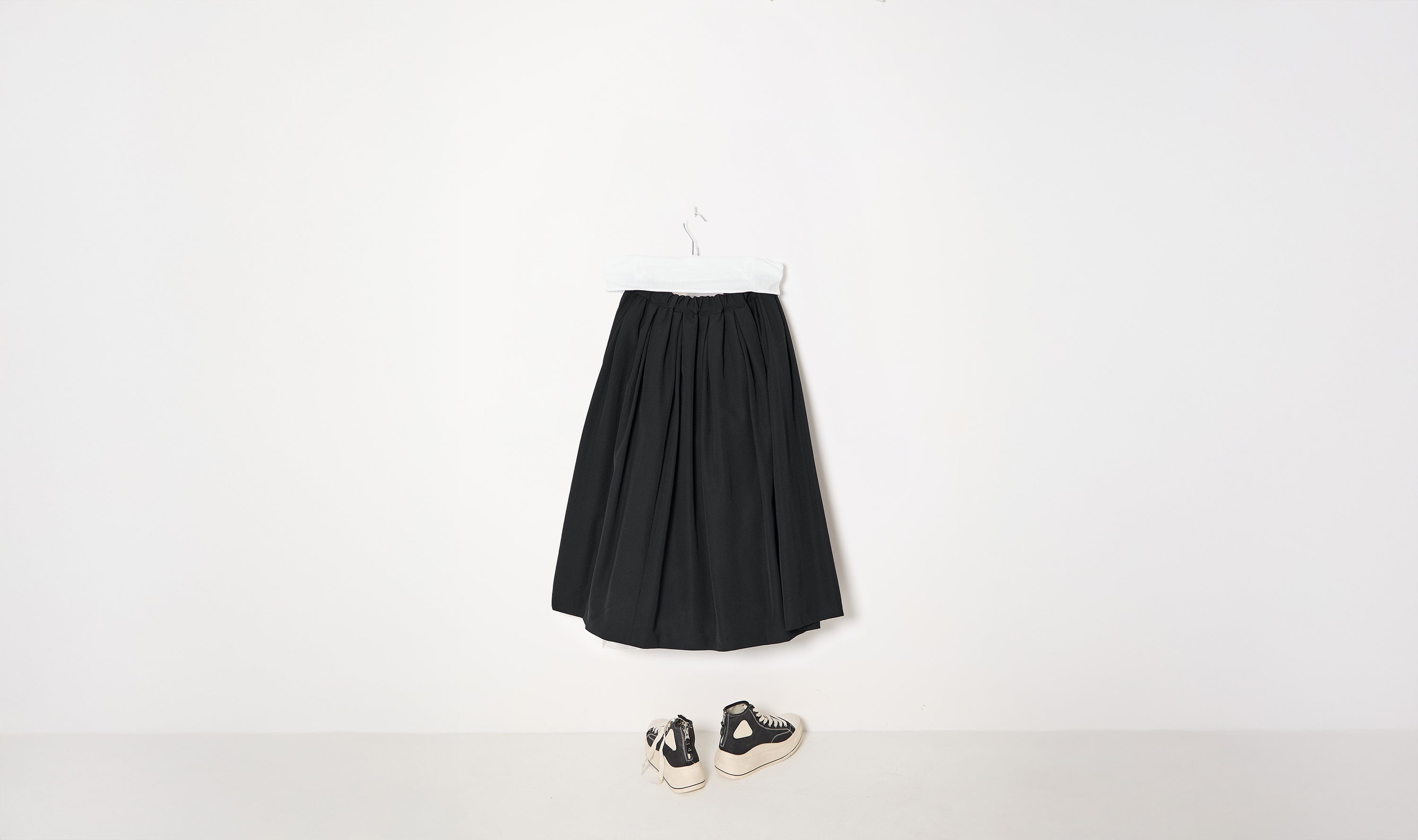 Black Wool Cargo Skirt