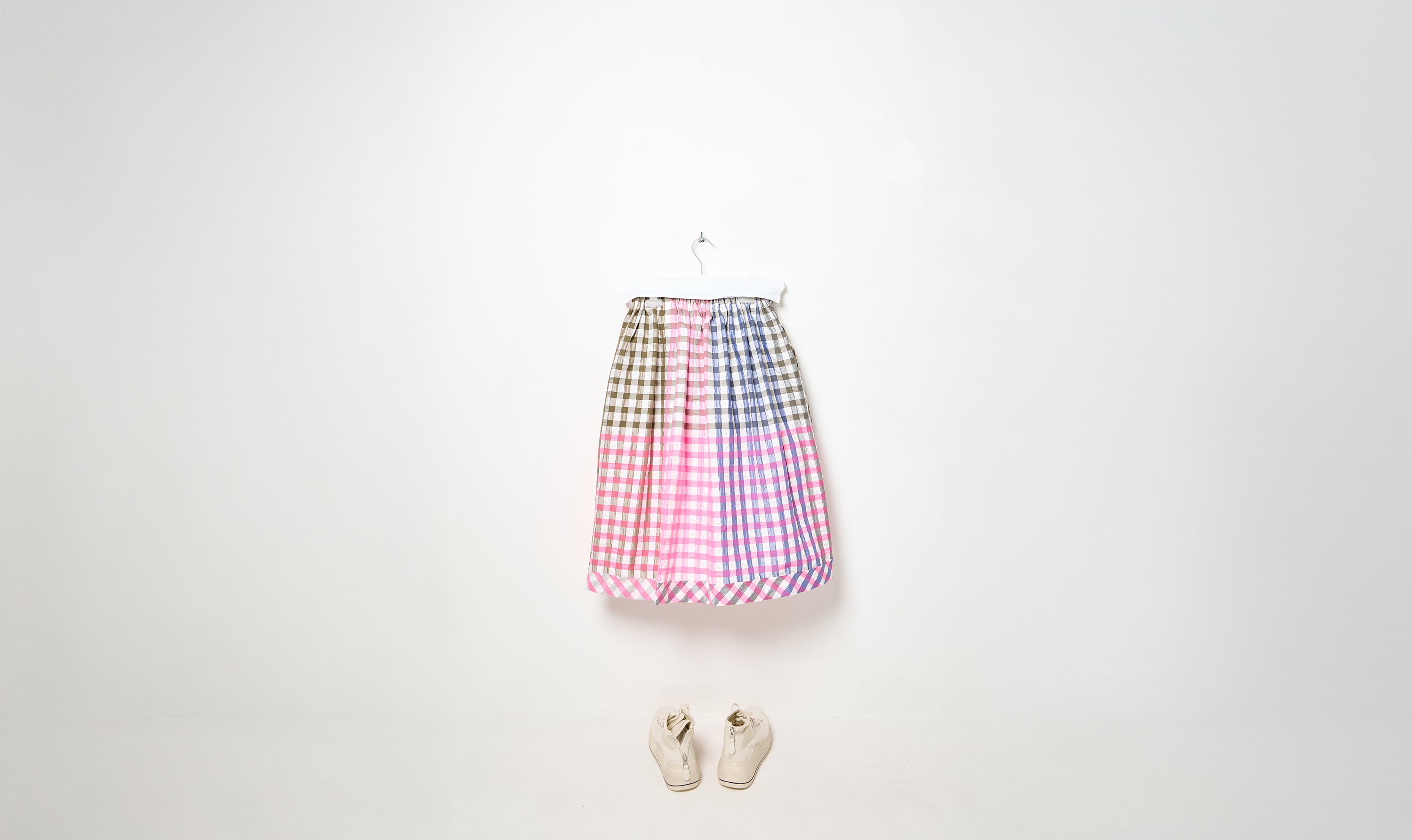 multicolor check patchwork light cotton skirt