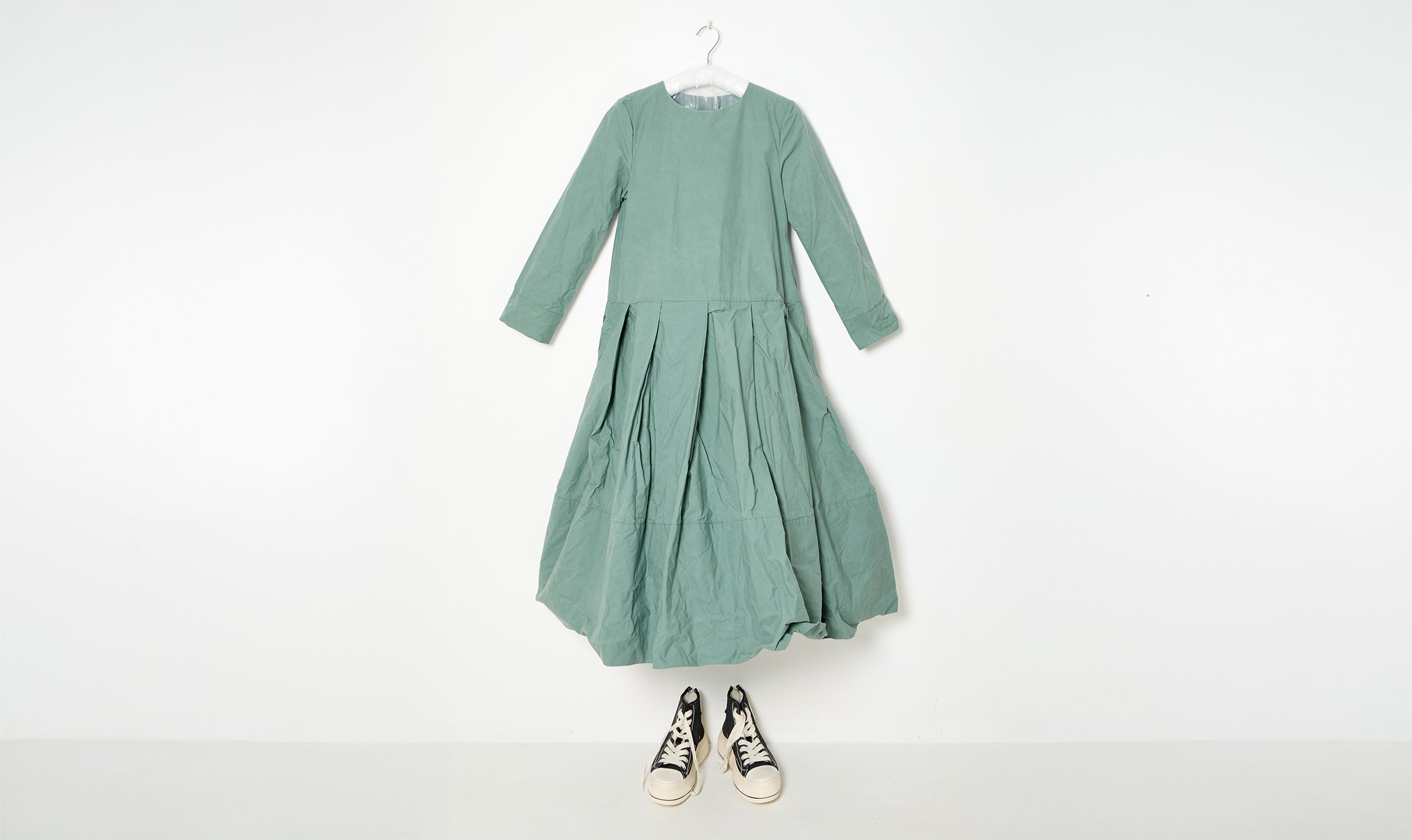 waxed cotton mint green dress