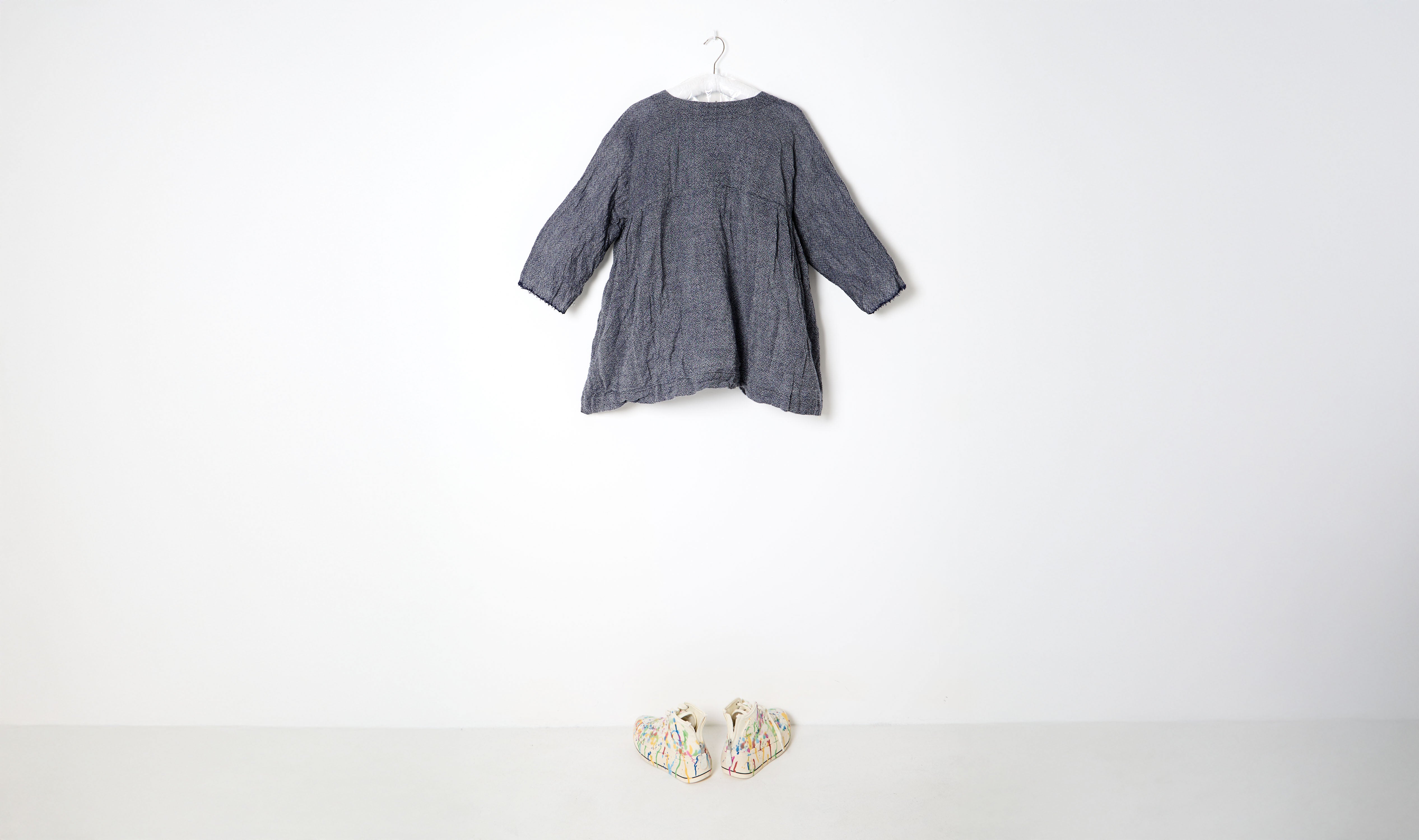 Grey Melangé Wool Gauze Tunic
