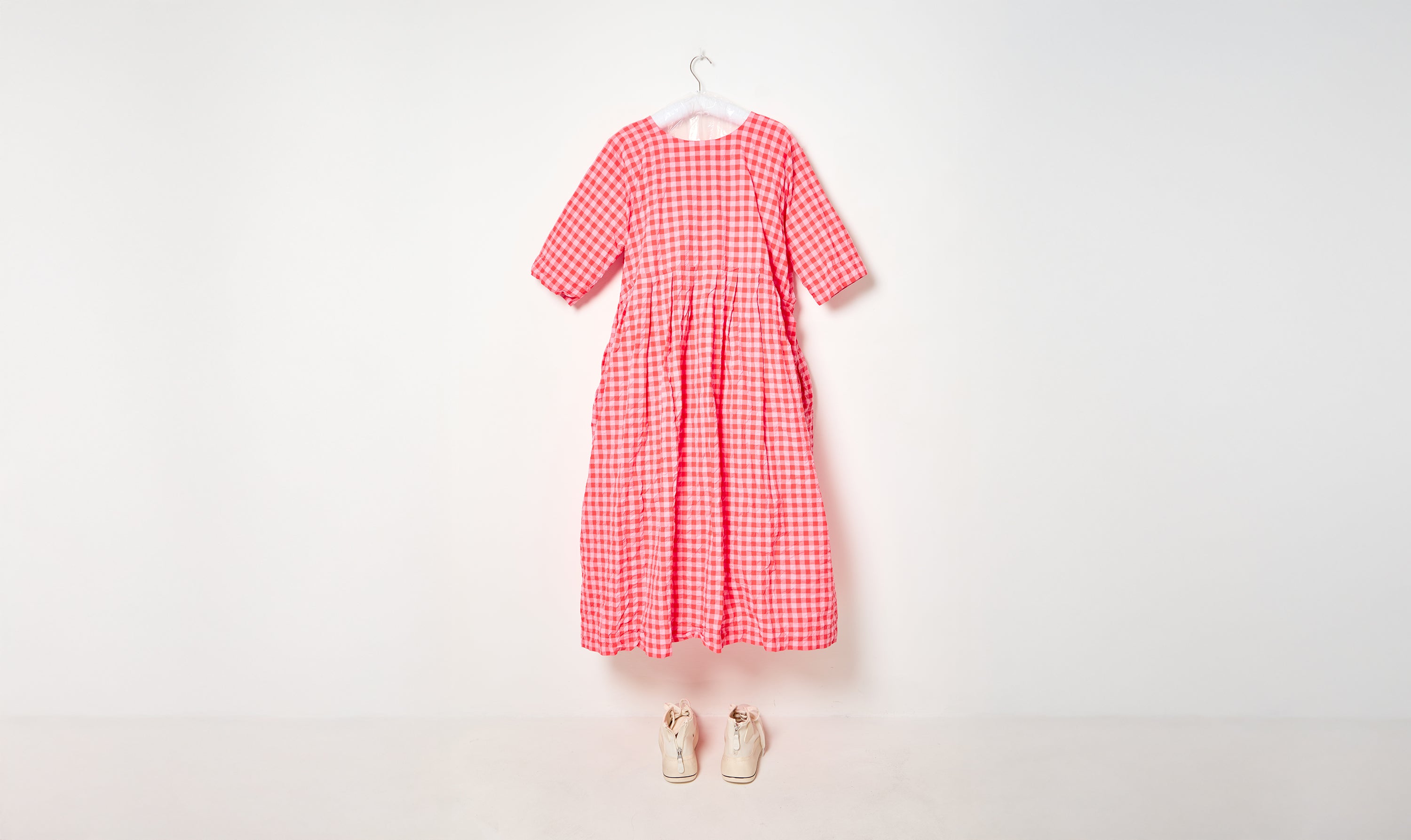 washed checked red/pink operaio dress