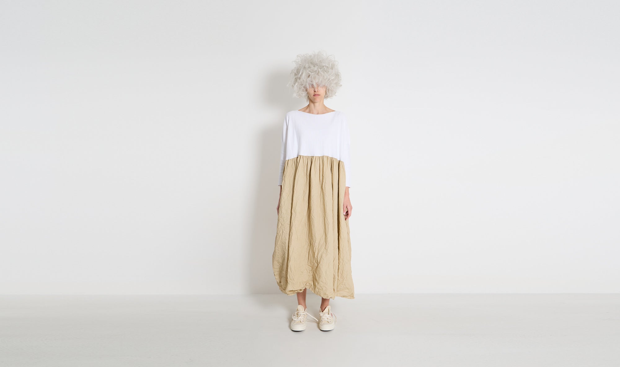 white beige cotton dress