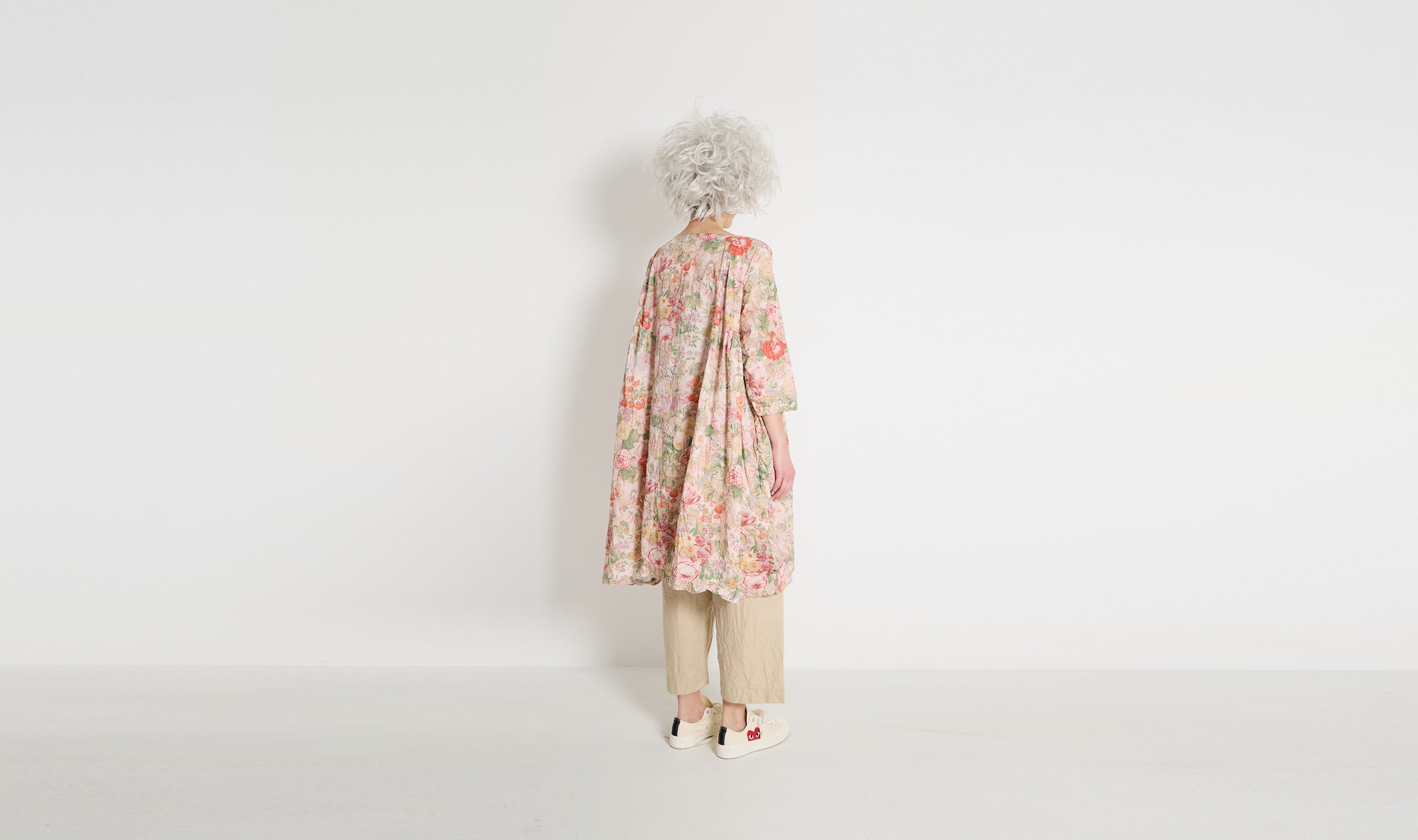 light pink flowers pattern long tunic
