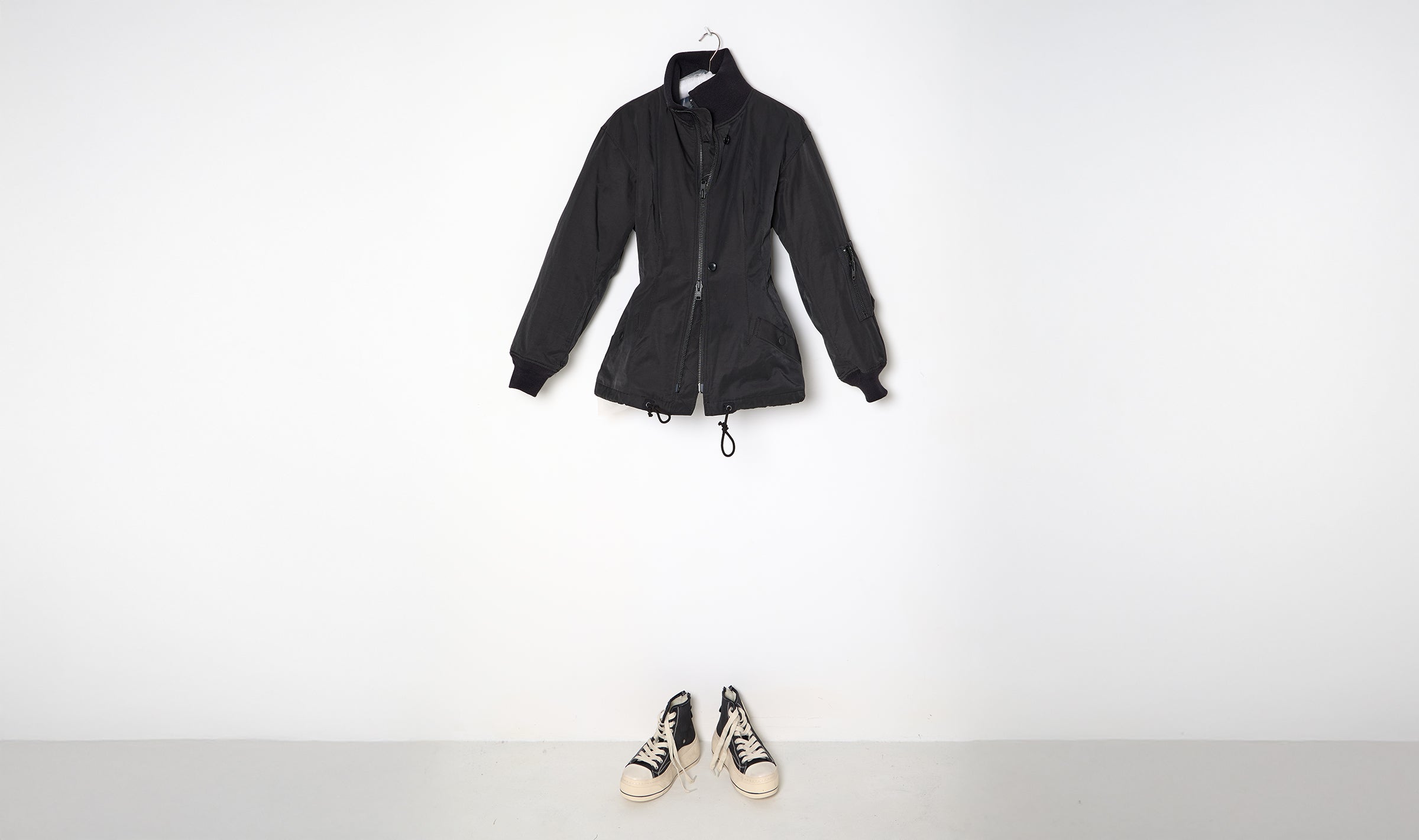 black windbreaker jacket