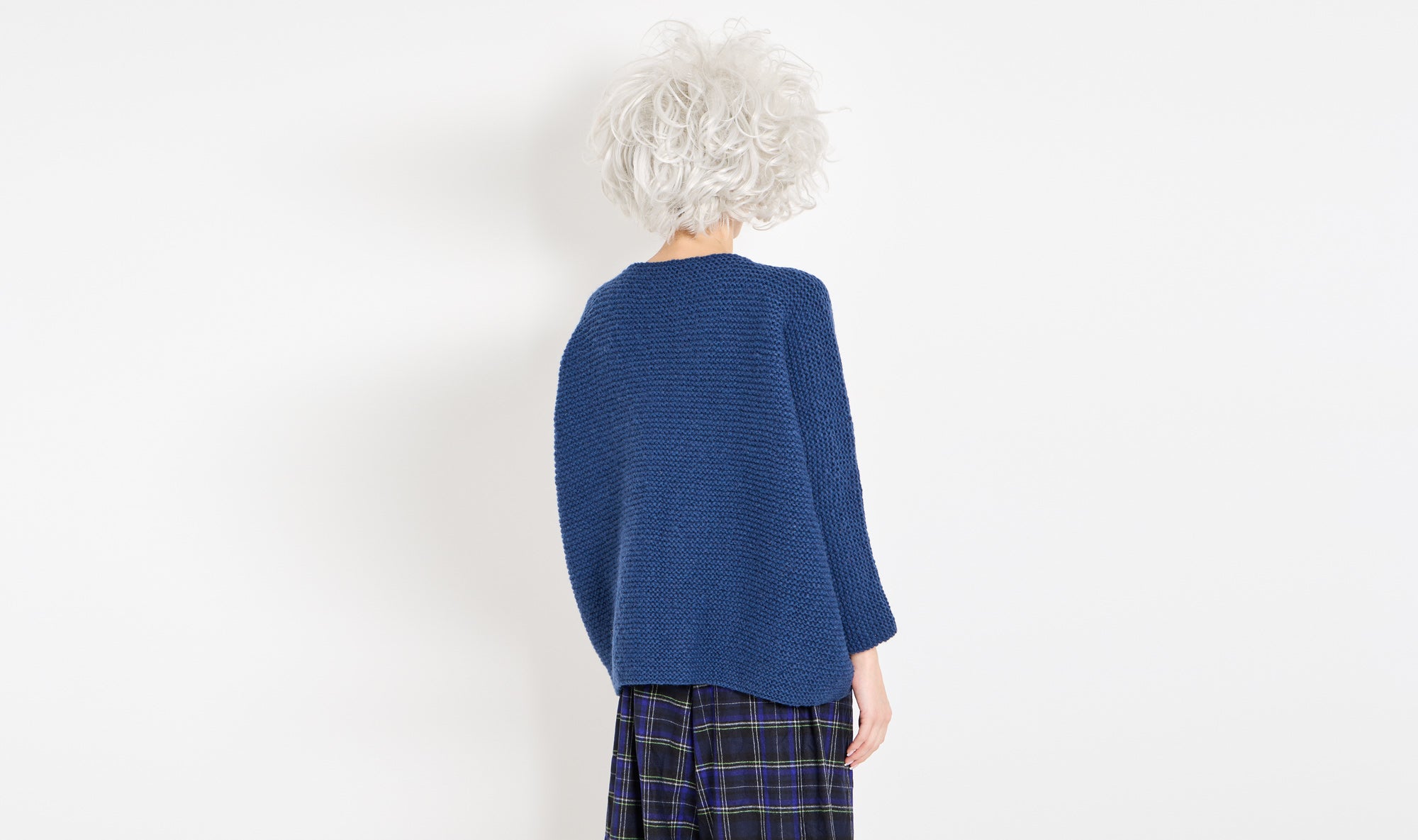 blue wool cardigan