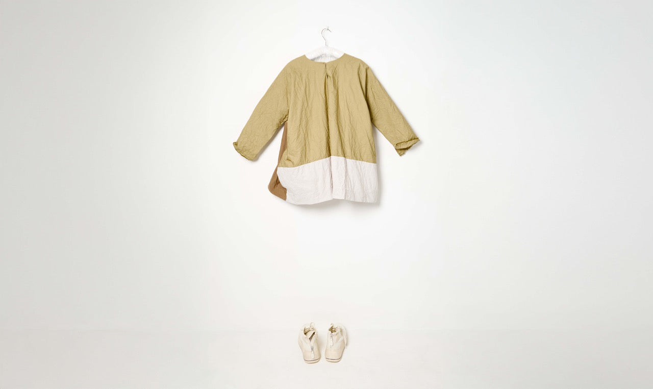 washed natural patchwork cotton blouse