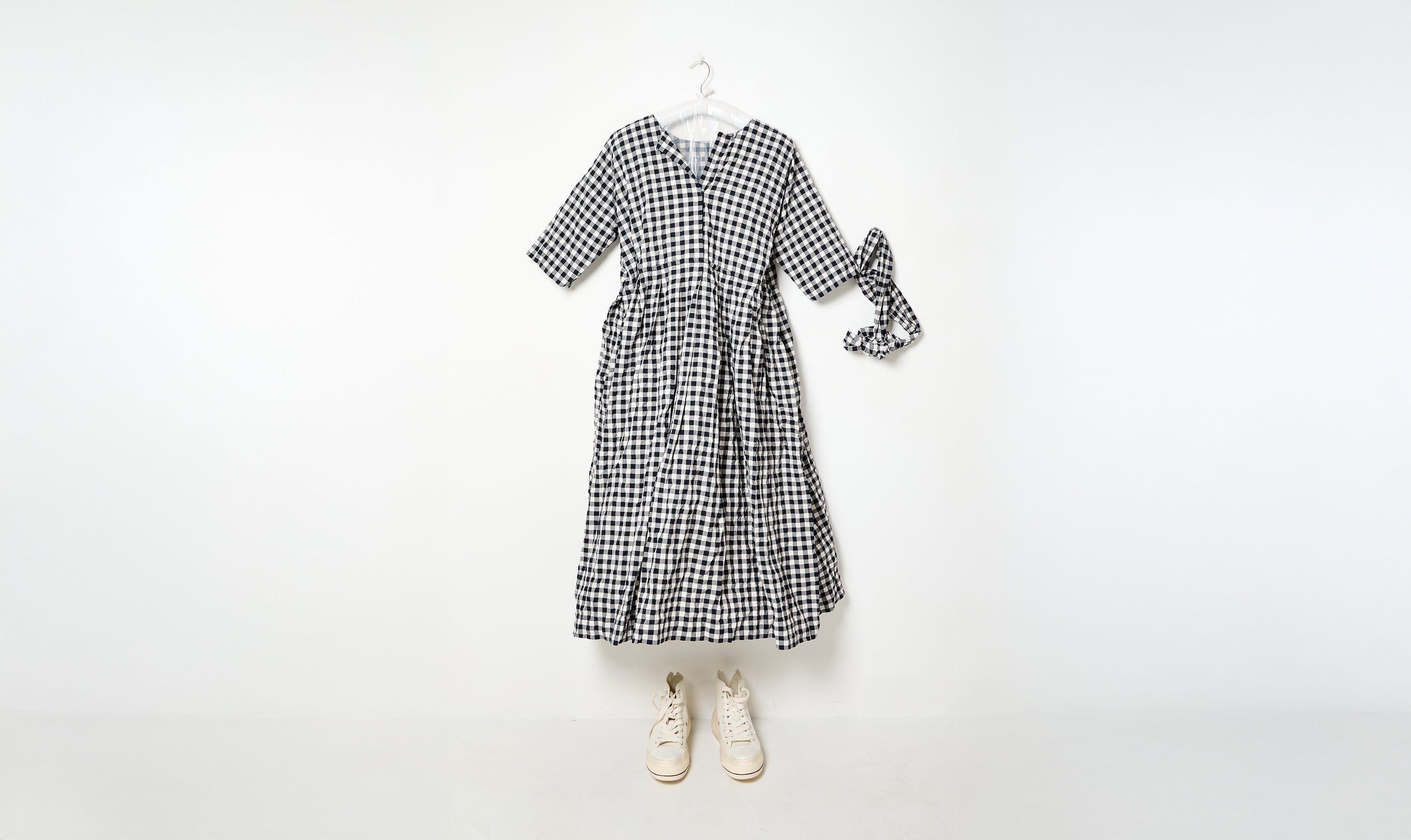 white/black washed cotton operaio dress