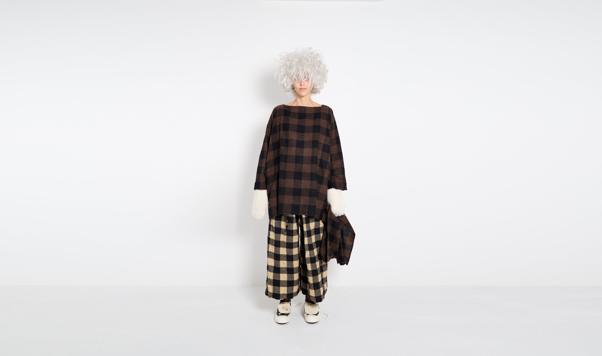 black brown check cashmere tunic Après Paris