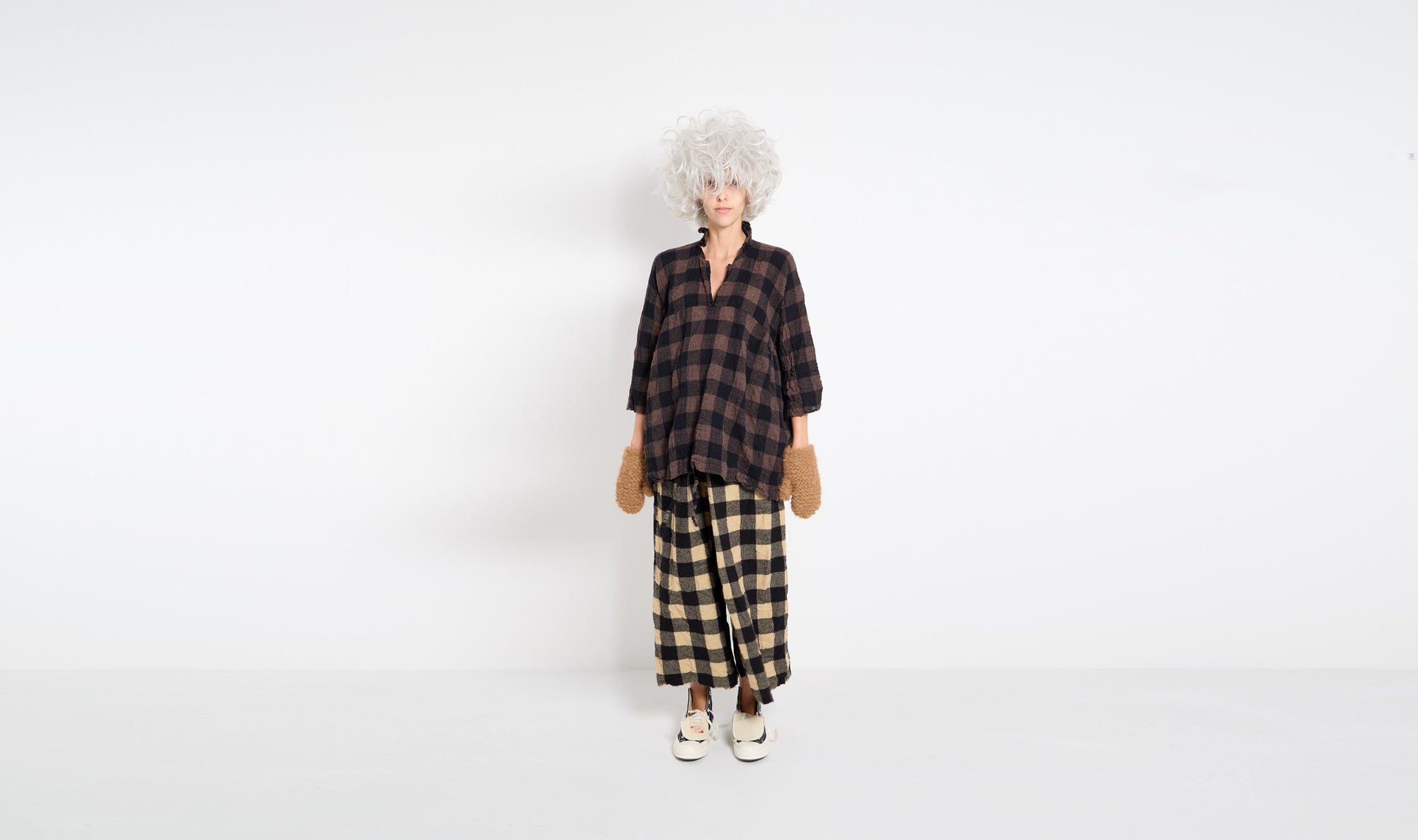 black brown check wool tunic Après Paris