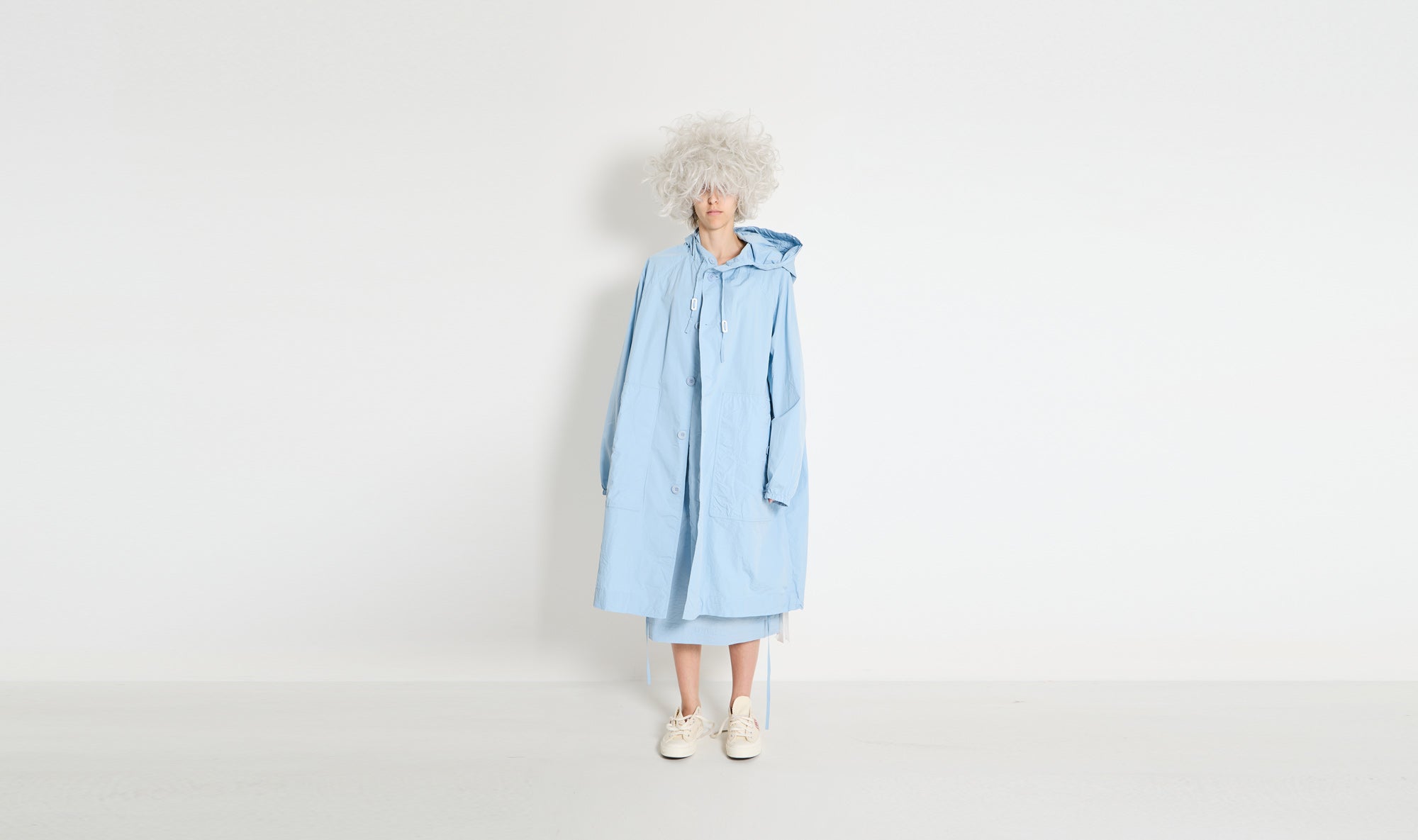 ligh blue overcoat