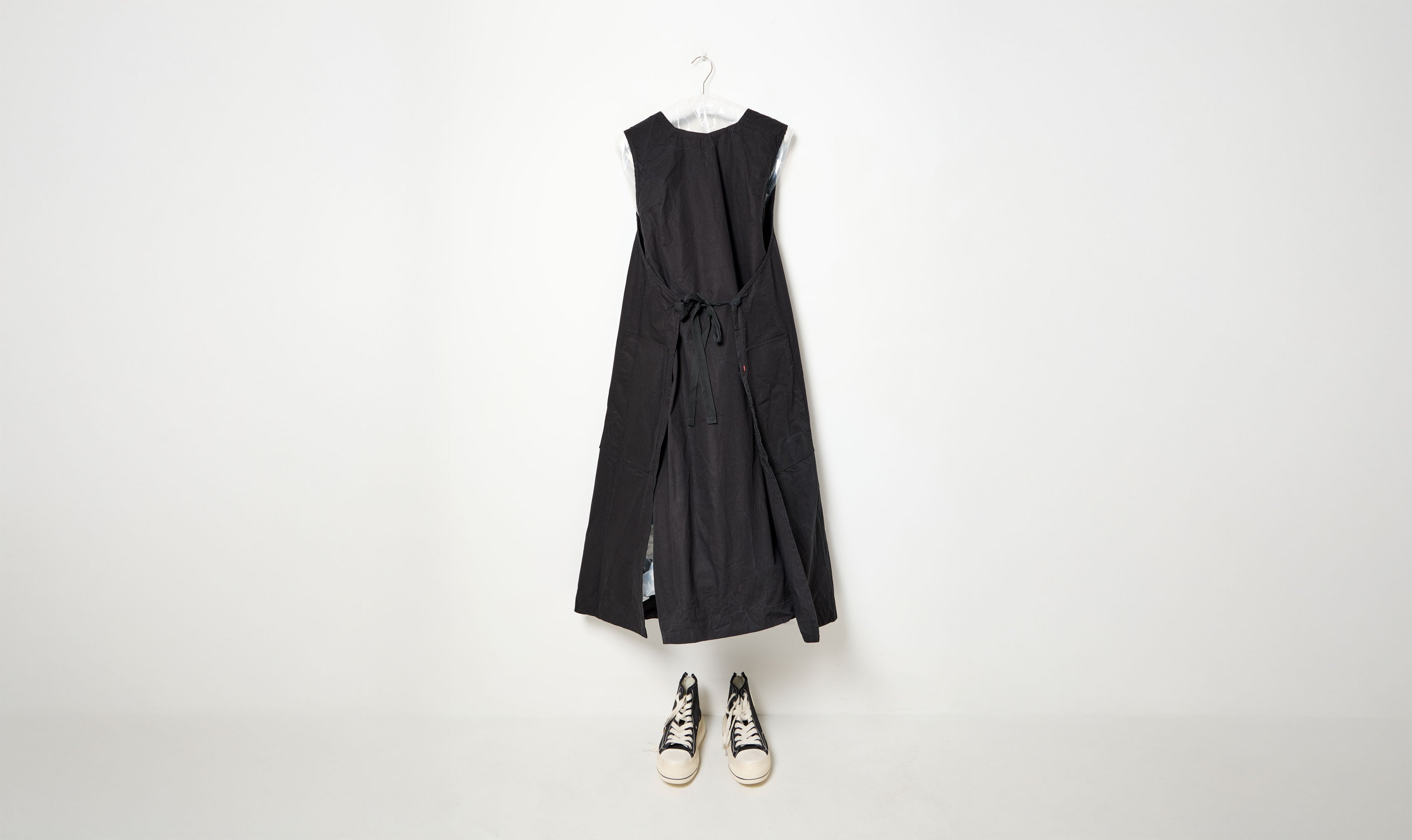 black tough poplin tablier dress