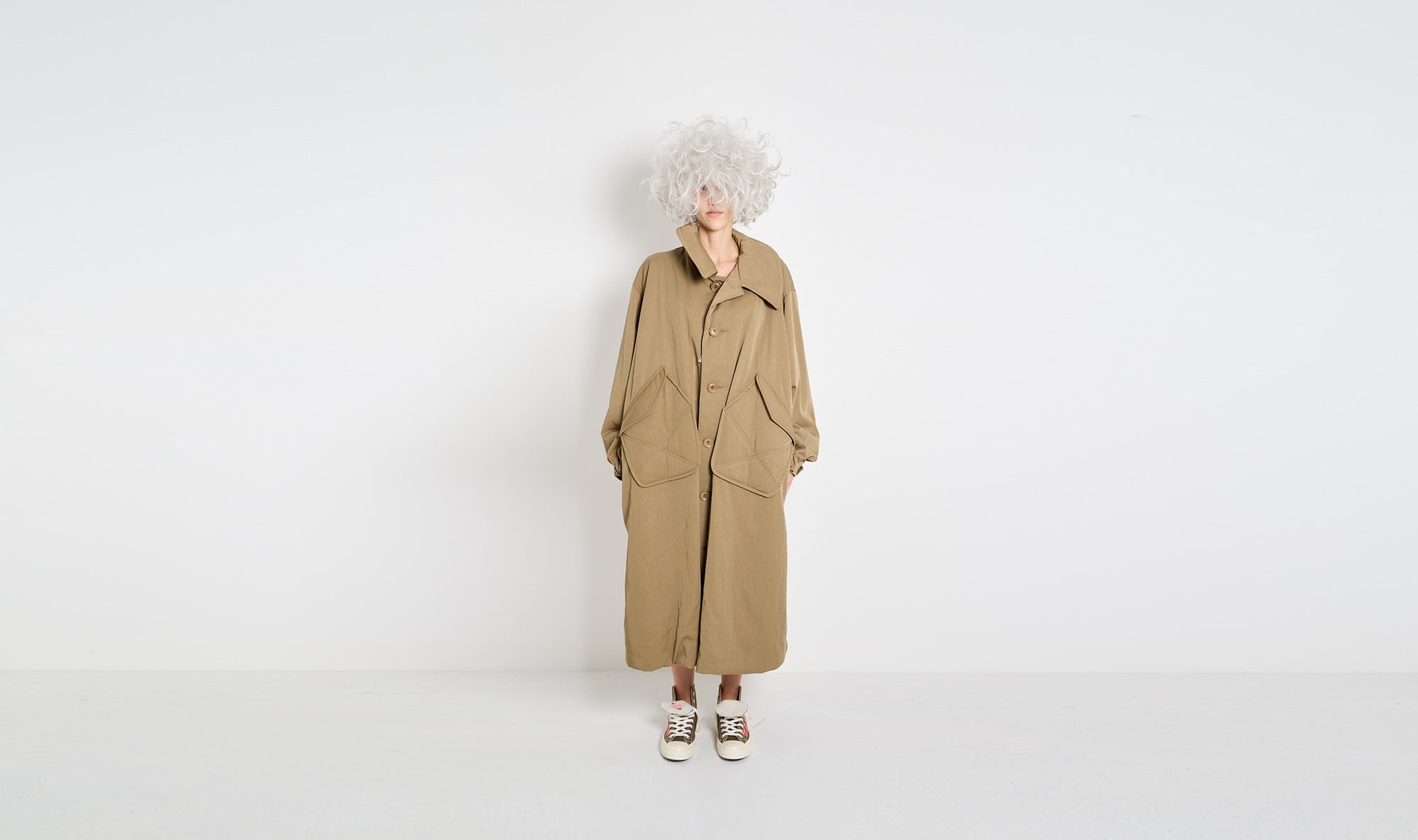 beige big pockets overcoat