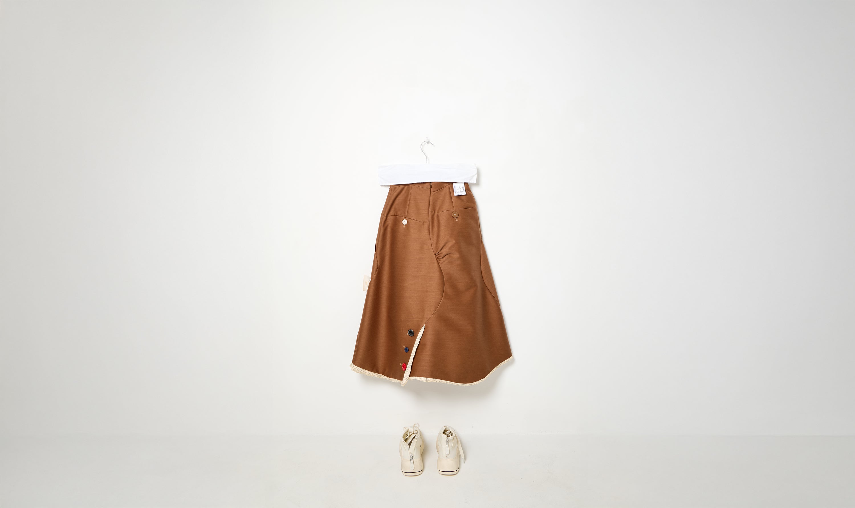 woolen silky beige deconstructed skirt