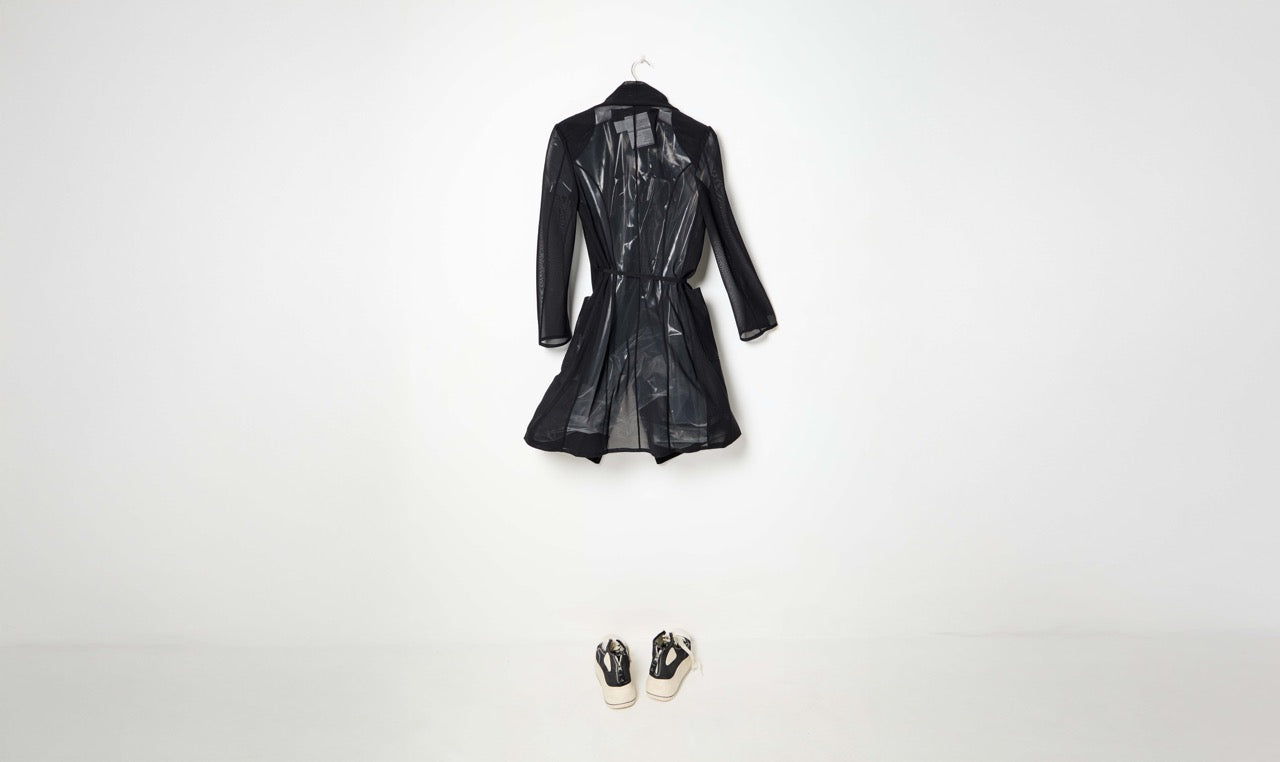 black fluid see-through jacket